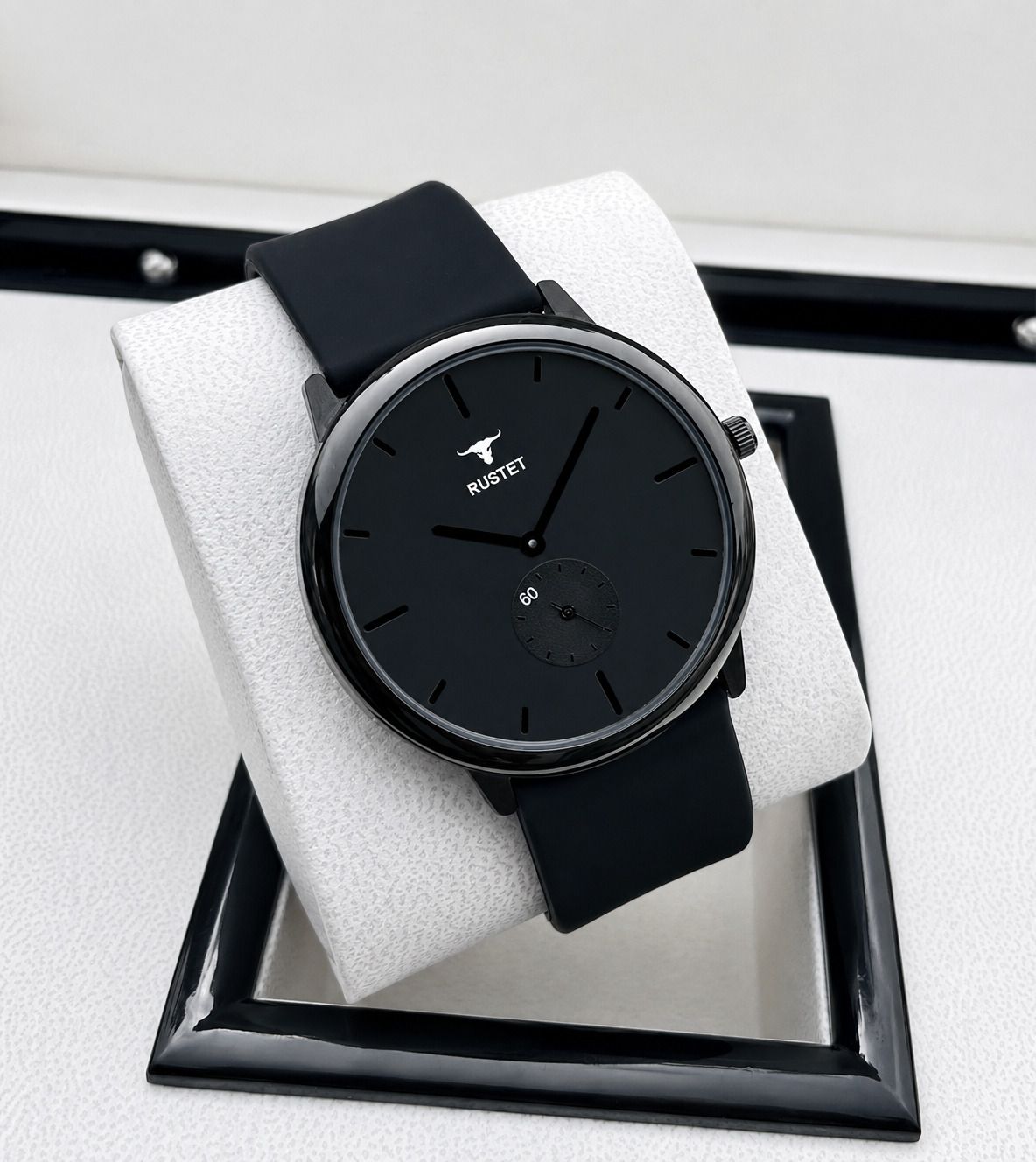 Silicone Strap Analog Watch - For Men 9185 Classy Look Black Dial Chronograph Watch For Men's-image-44