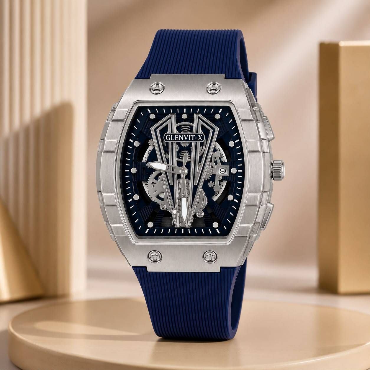Men's Stylish Open Heart Blue Strap Analog Watch - For Men And Boys 504-image-33