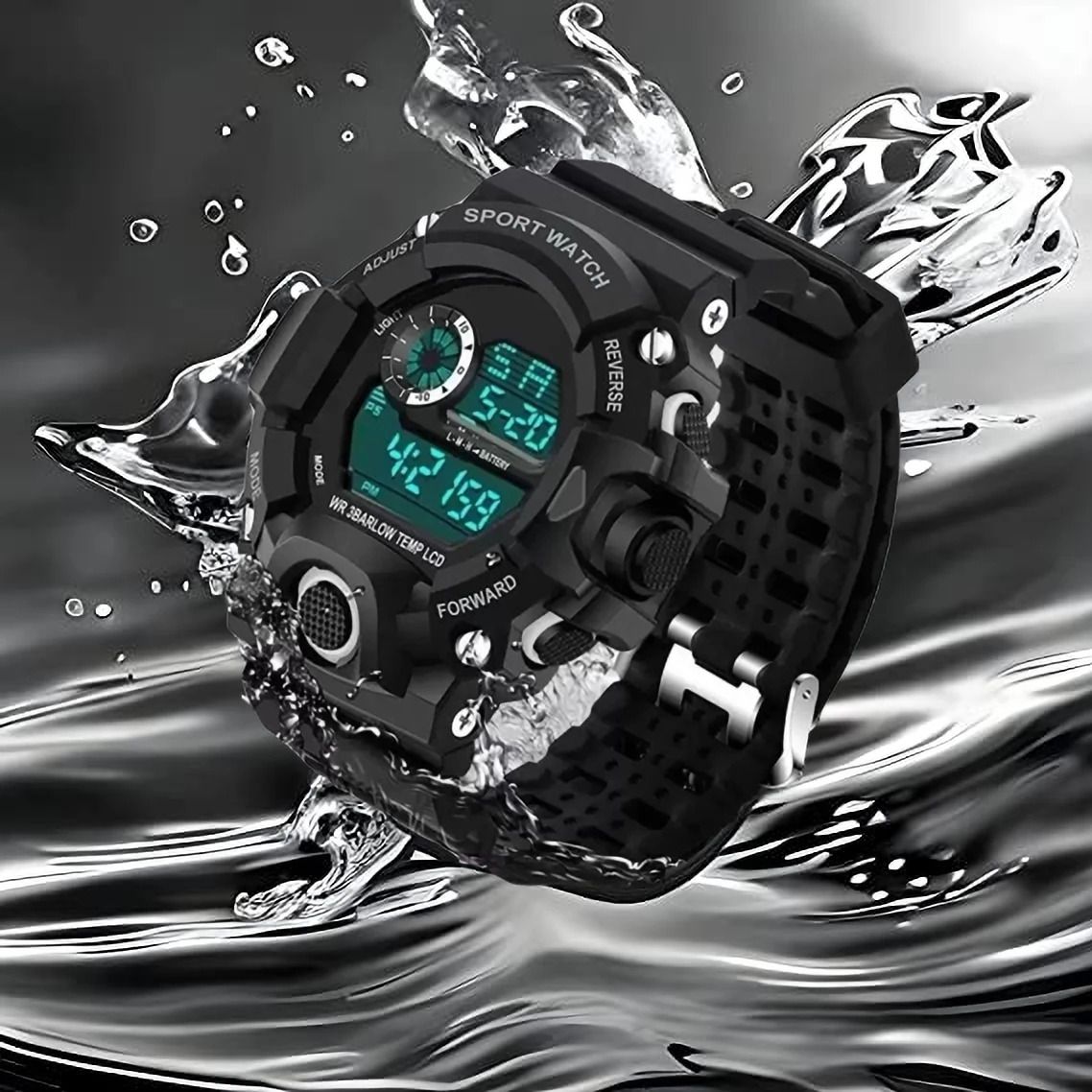 Digital Sports 50m Waterproof LED Military Smart Stopwatch Countdown Analog Watch- For Men Date Alarm Shockproof Watches for Men's Kids Watch for Boys-image-45