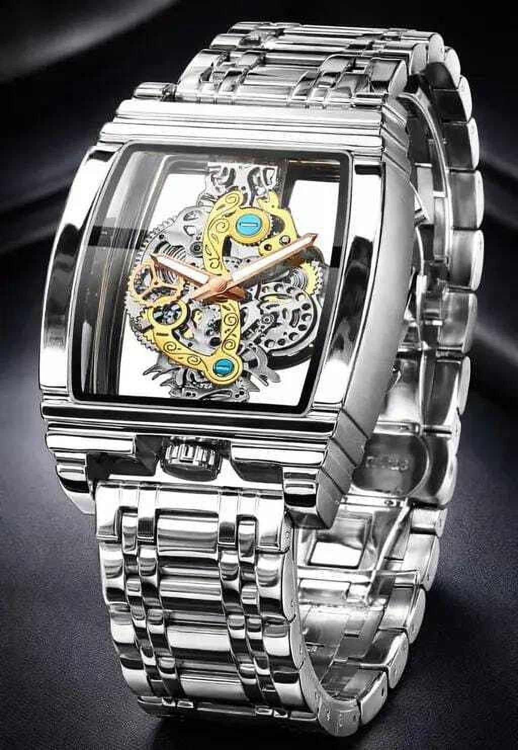firstchoice Analog Watch - For Men MK FIRM Men's Silver Skeleton Mechanical Watch-01-picture-4