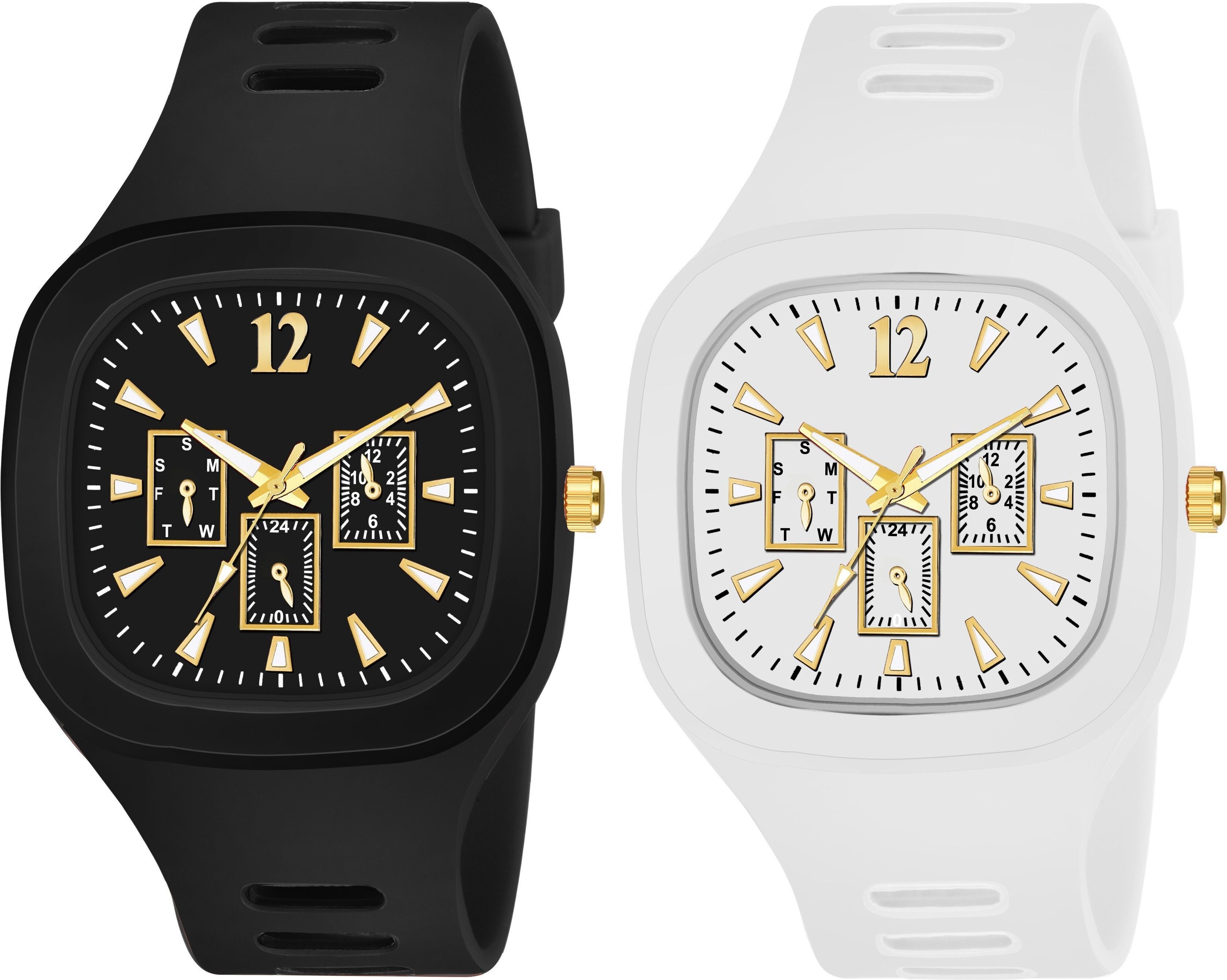 Analog-Digital Watch - For Men & Women WB_44700-NEW SQUARE DIAL COMBO WHITE &BLACK WATCH-image-2