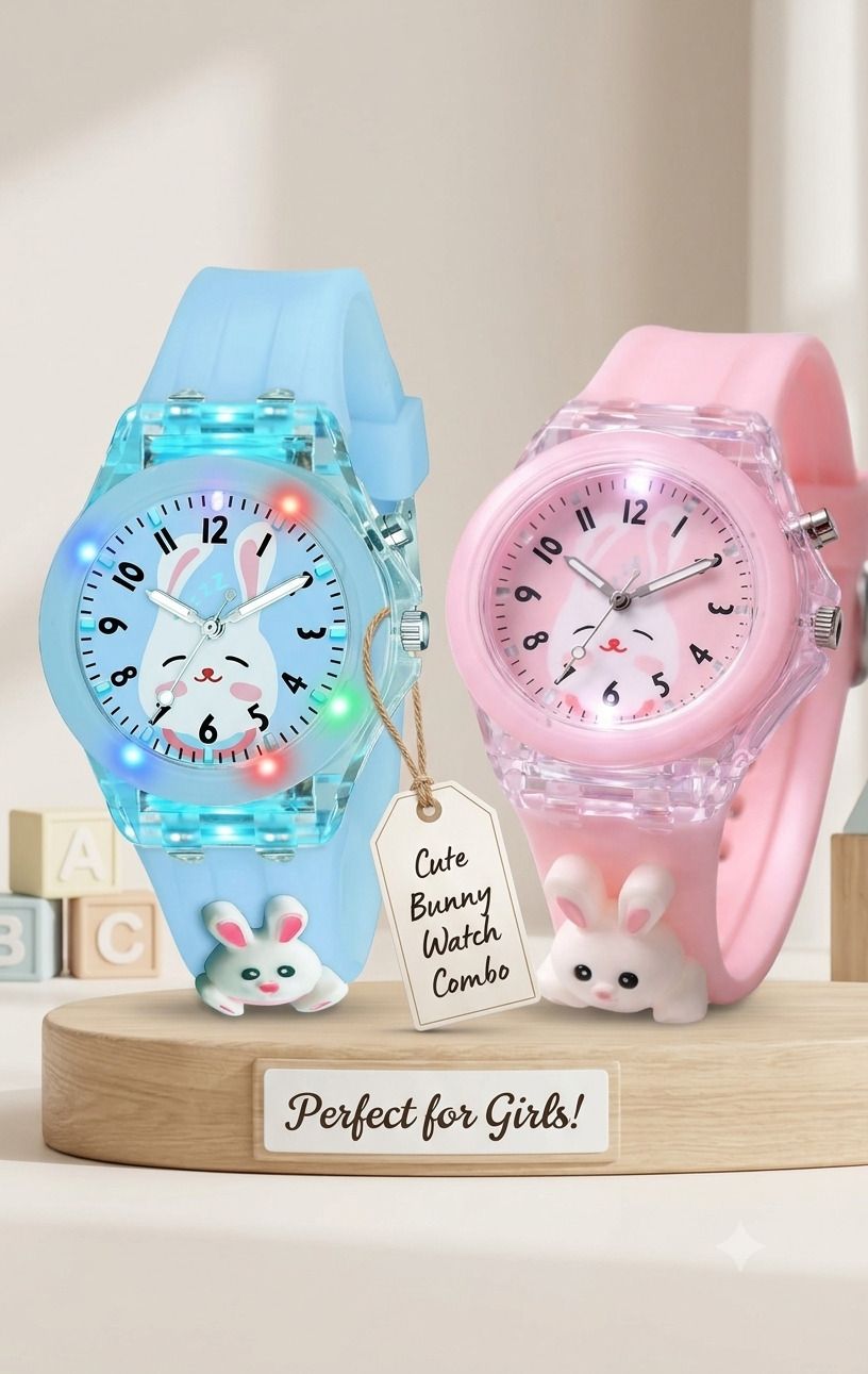 3D Cartoon Kids Watch with LED Luminous 7 Multicolour Glowing Disco Light Analog Watch - For Girls UCRT01-image-11