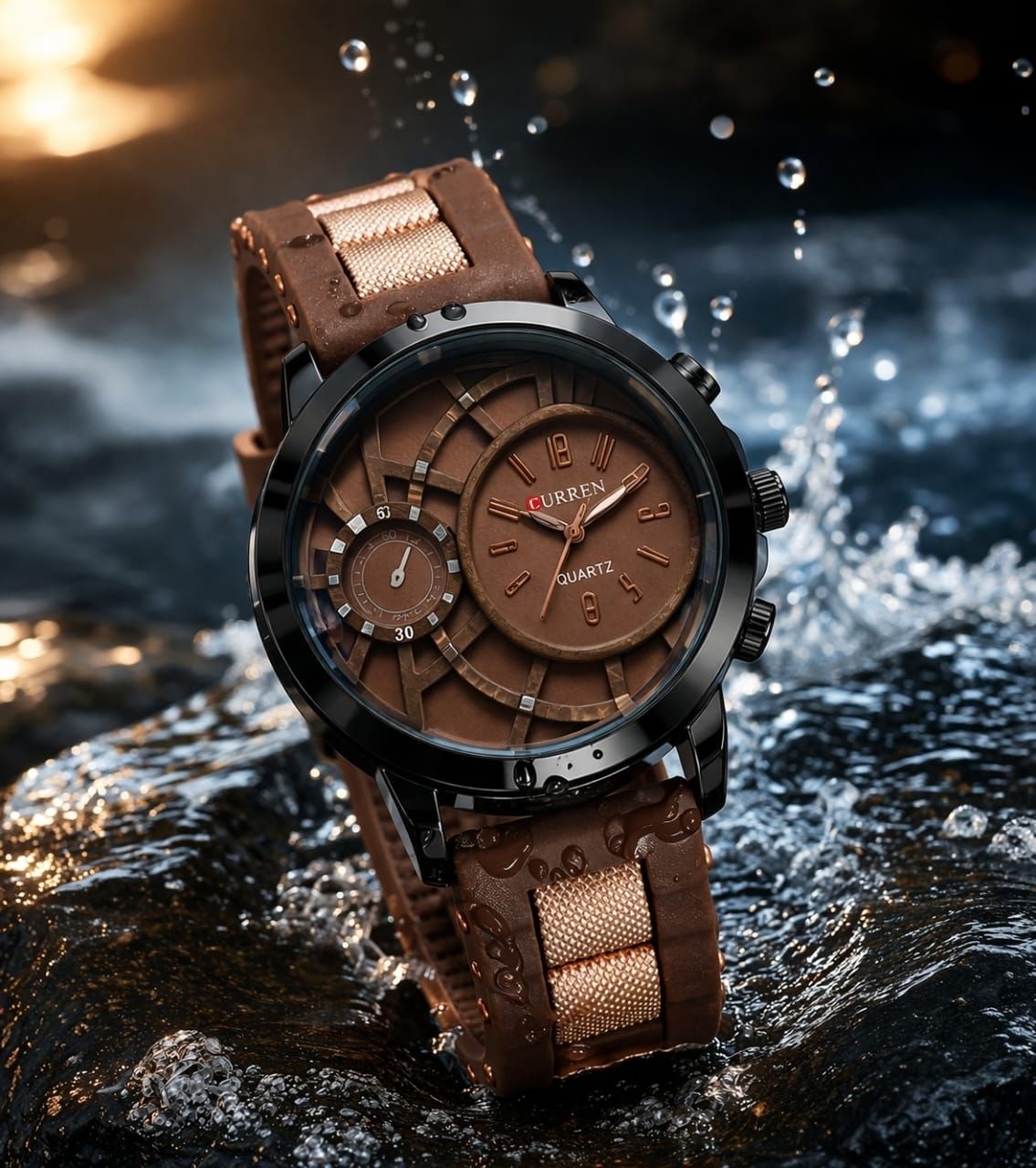 satyam collection Watch Analog Watch - For Men & Women Curren brown goli belt-picture-11
