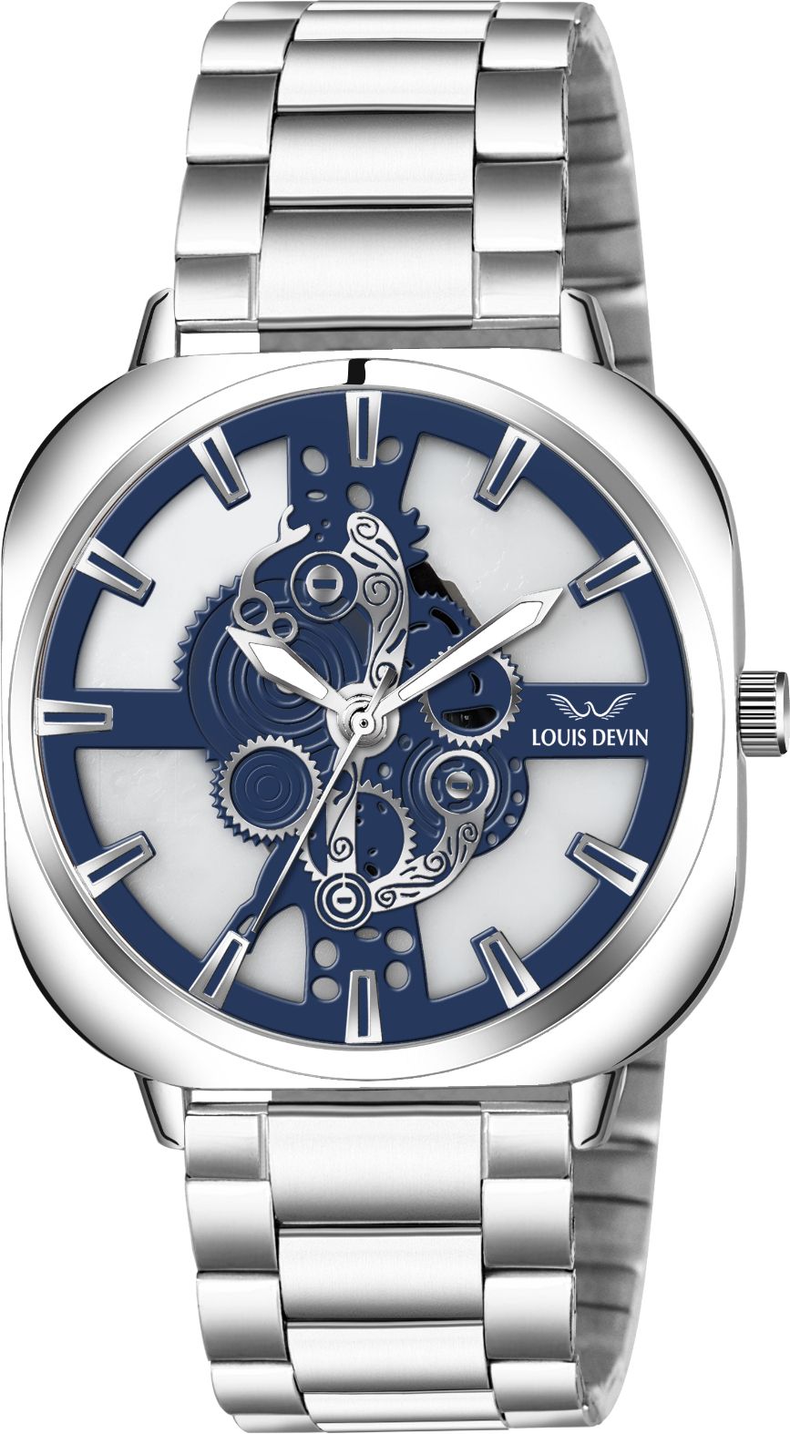 louis devin Stainless Steel Chain Analog Watch - For Men LD-G081-BLU-CH-picture-12