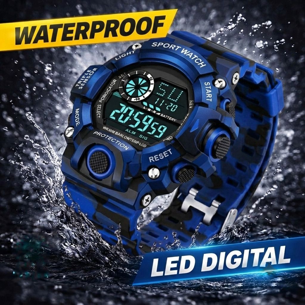 speqta A Digital Watch Shockproof Multi-Functional Automatic Red Color Army Strap Digital Watch - For Men Waterproof Digital Sports Watch for Men's Kids Watch for Boys Watch for Men-picture-3