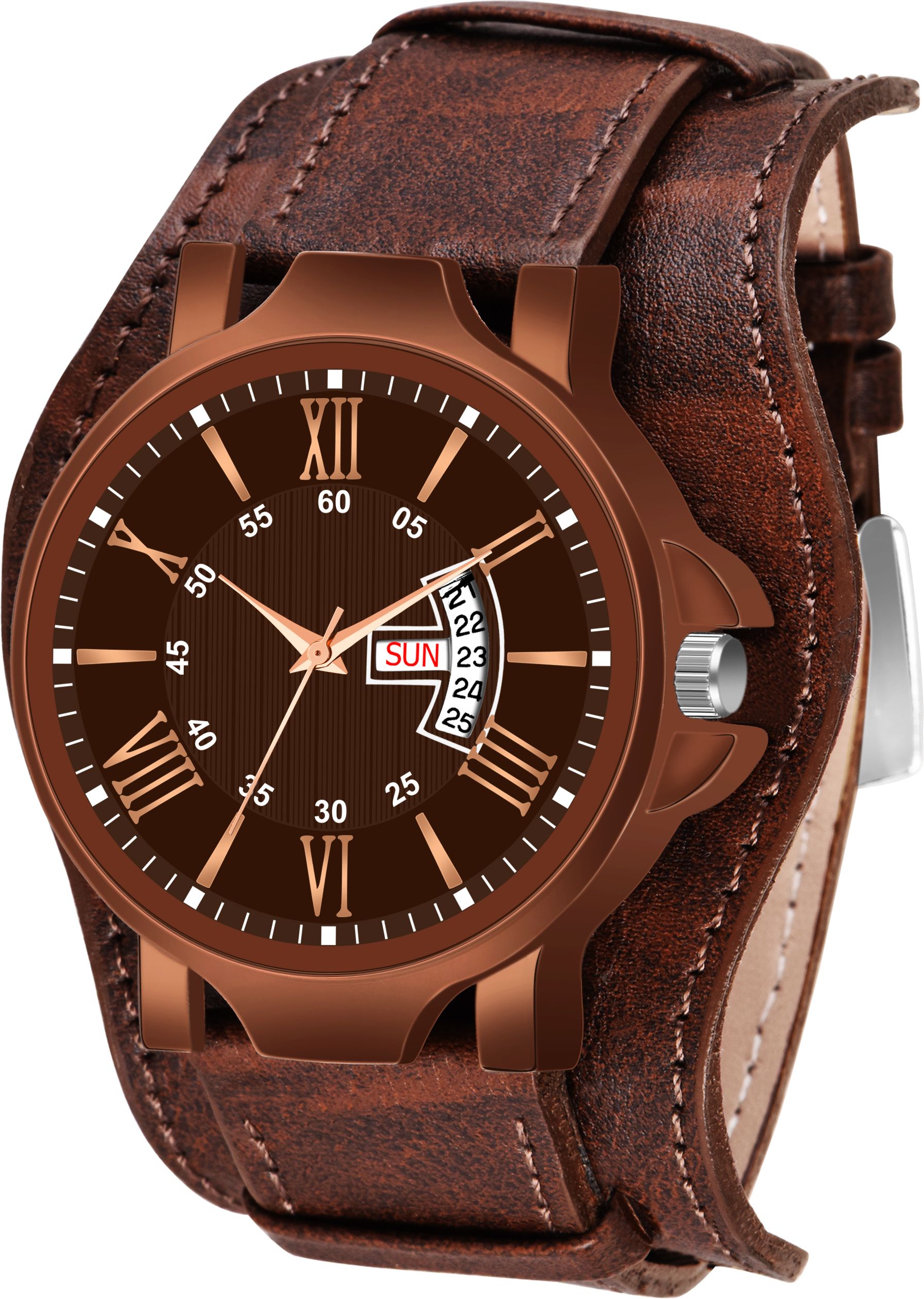 Unique Full Strap date function watch Analog Watch - For Men Unique Brown Strap Date watch for men-image-9