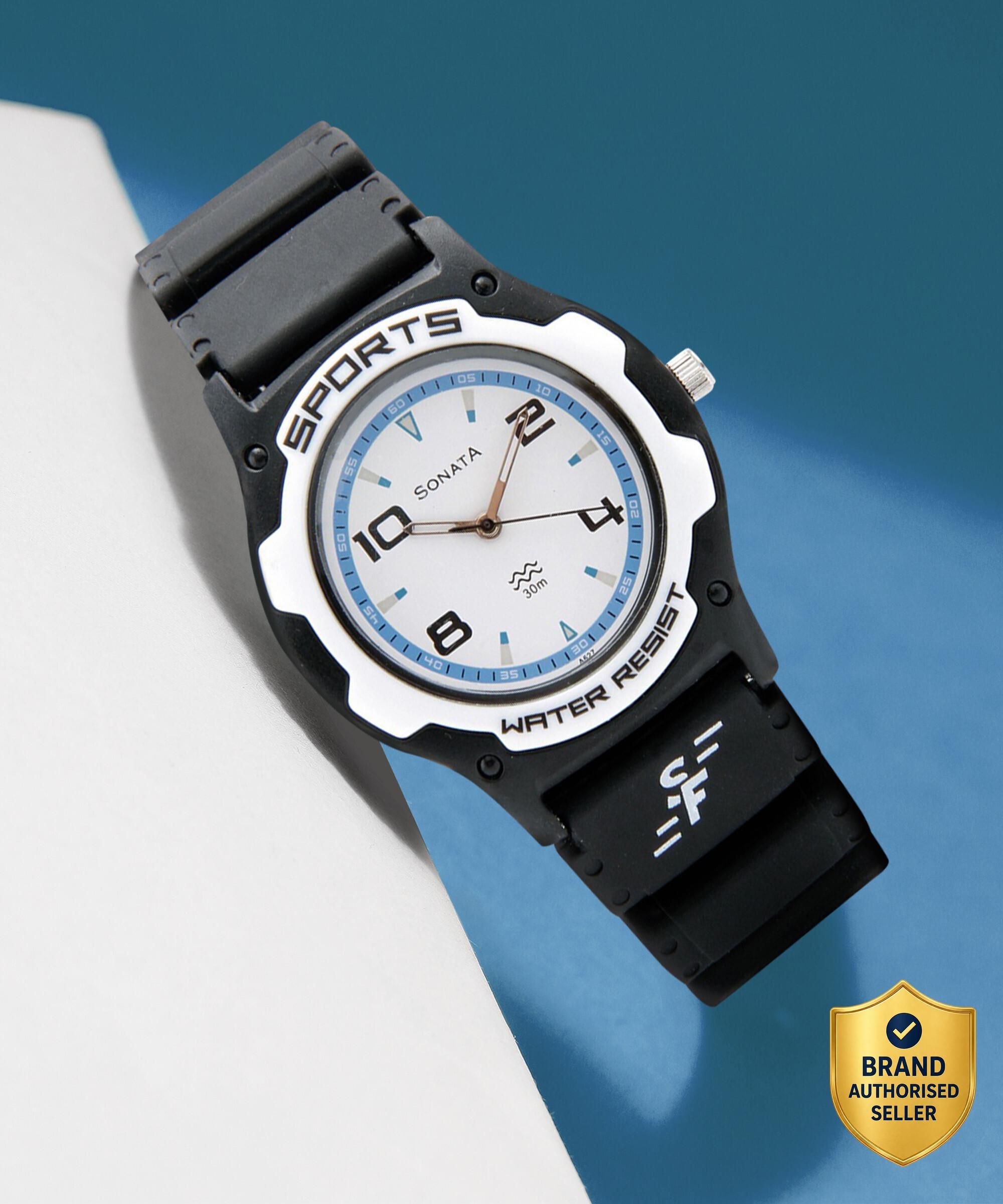 SF Quartz White Dial Black Silicone Strap Analog Watch - For Men NT7921PP11,NU7921PP11-image-3