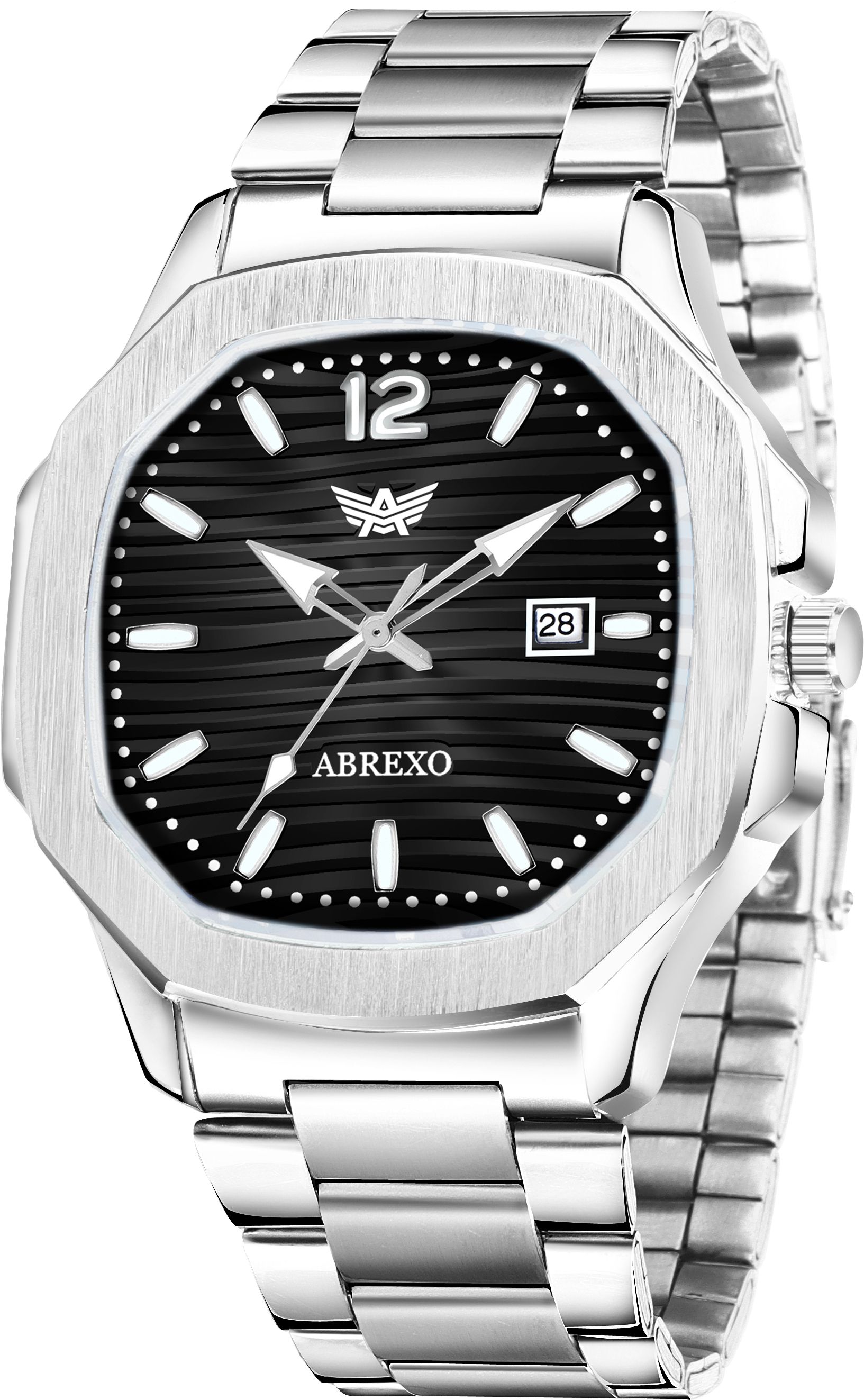 abrexo Nautilus Series Date Working Square Black Dial Silver Quartz Watch For Boys Analog Watch - For Men Abx4569-BK DT-picture-11