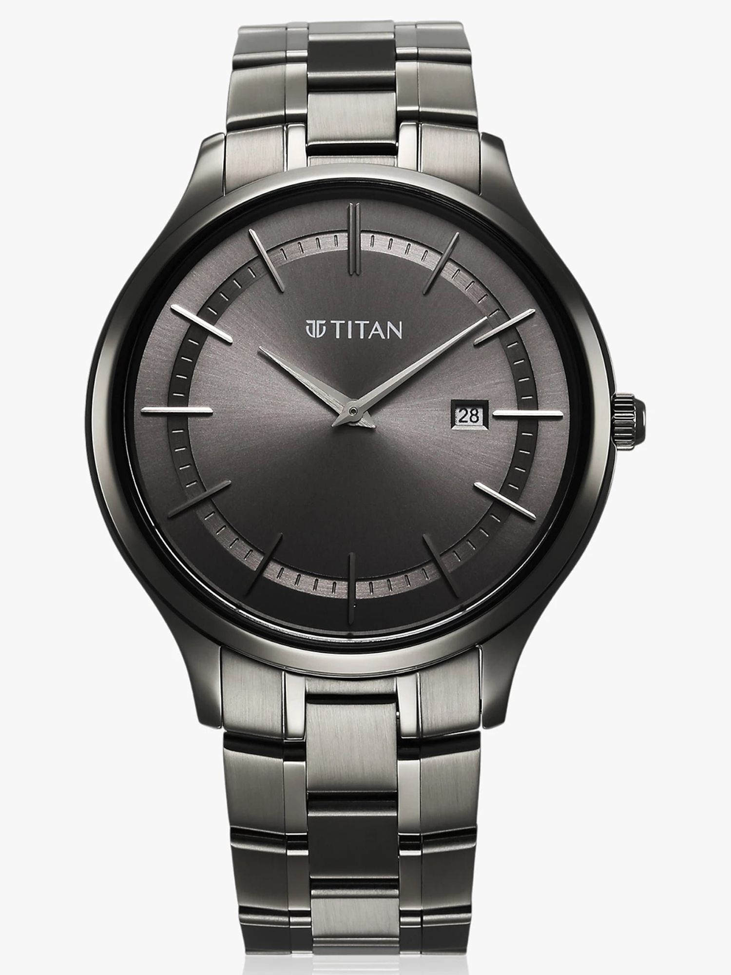 Titan Clasique Slim With Date Grey Dial Grey Stainless Steel Strap Analog Watch - For Men NT90142QM06,NU90142QM06-image-37