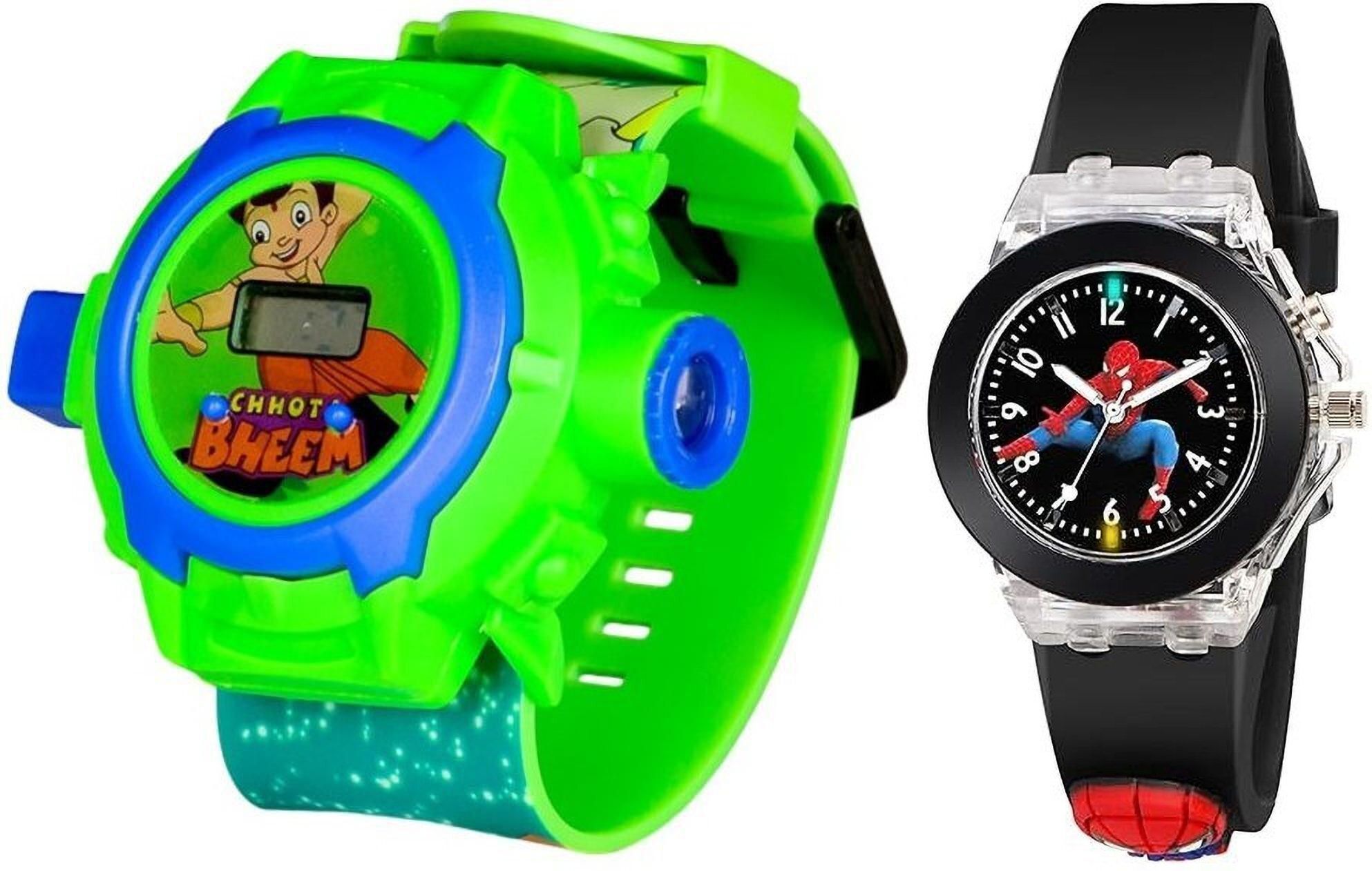 3D Spierman Cartoon Kids Analog Watch | 7 Multicolor LED Lights Analog Watch - For Boys & Girls G- 24 photo bheem_G- Disco watch -Spider man--image-37