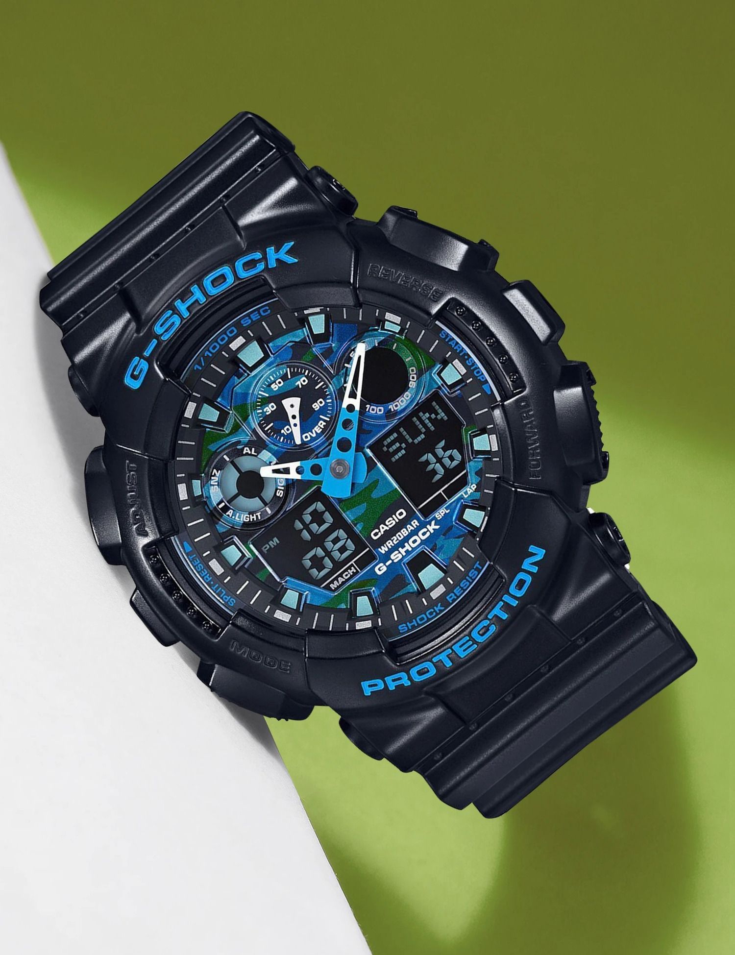 G-SHOCK GA-100CB-1ADR Blue Camouflage Dial Black Resin Strap Analog-Digital Watch - For Men G625-image-41
