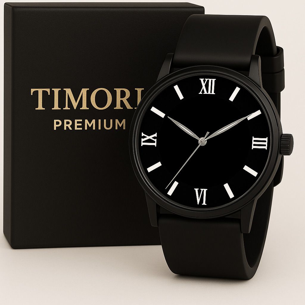 Roman Number Black Dial With Silicone strap | Stylish Quartz | Classic Design Analog Watch - For Men FMW-BLACK-ROMAN-CLASSIC-image-44