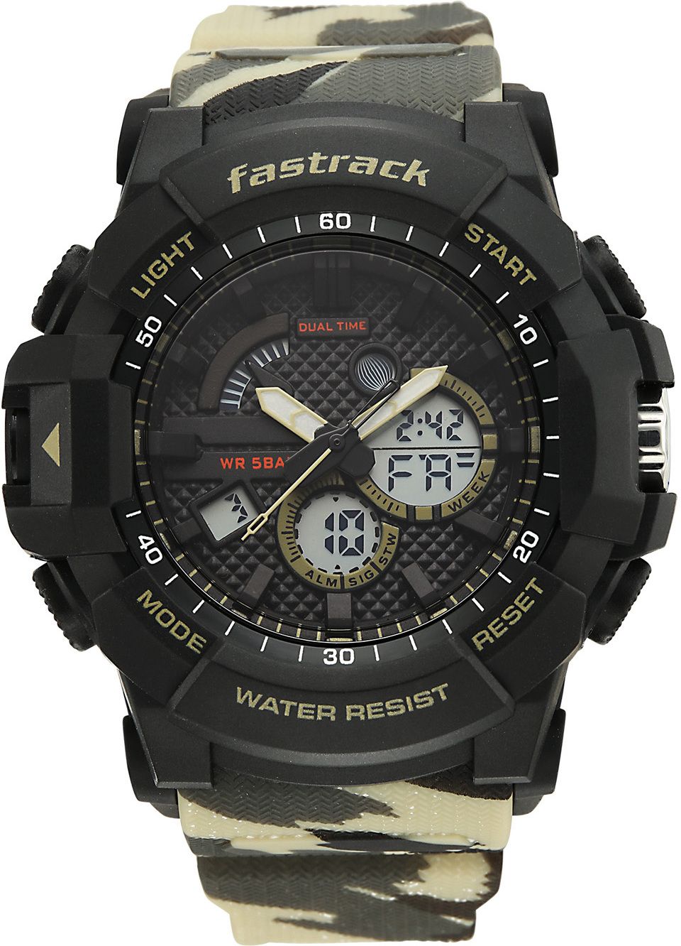 Fastrack Streetstyle 6 Ana Digi Black Dial Camo Grey Polyether Strap Analog-Digital Watch - For Men 38131PP02W-picture-27