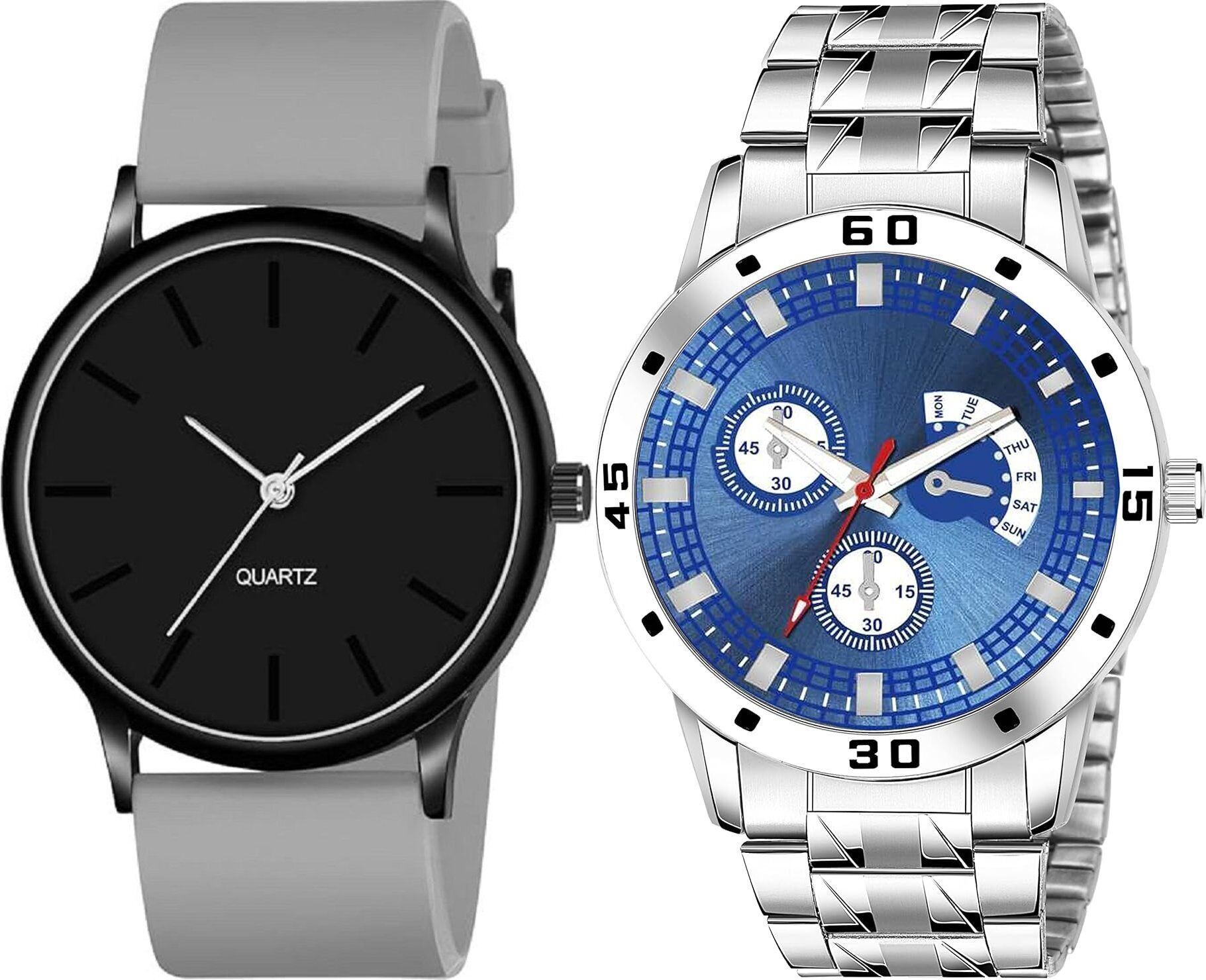 Premium Analog Quartz Wrist Watch Analog Watch - For Men New Avo Blue_Plastic Grey Black-image-32