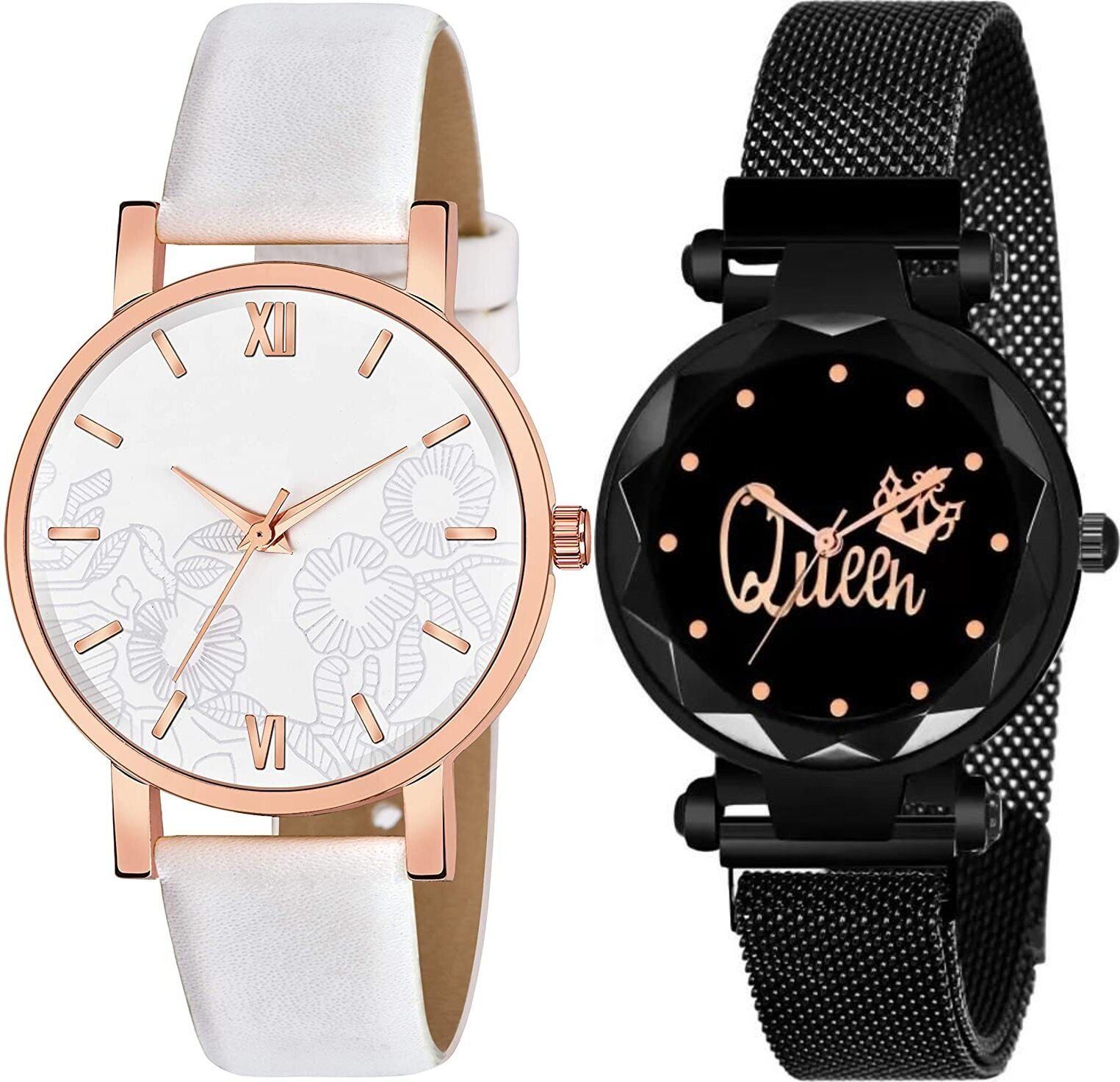 Premium Analog Quartz Wrist Watch Analog Watch - For Girls Black Queen Magnet_Rizzy White AA-image-36