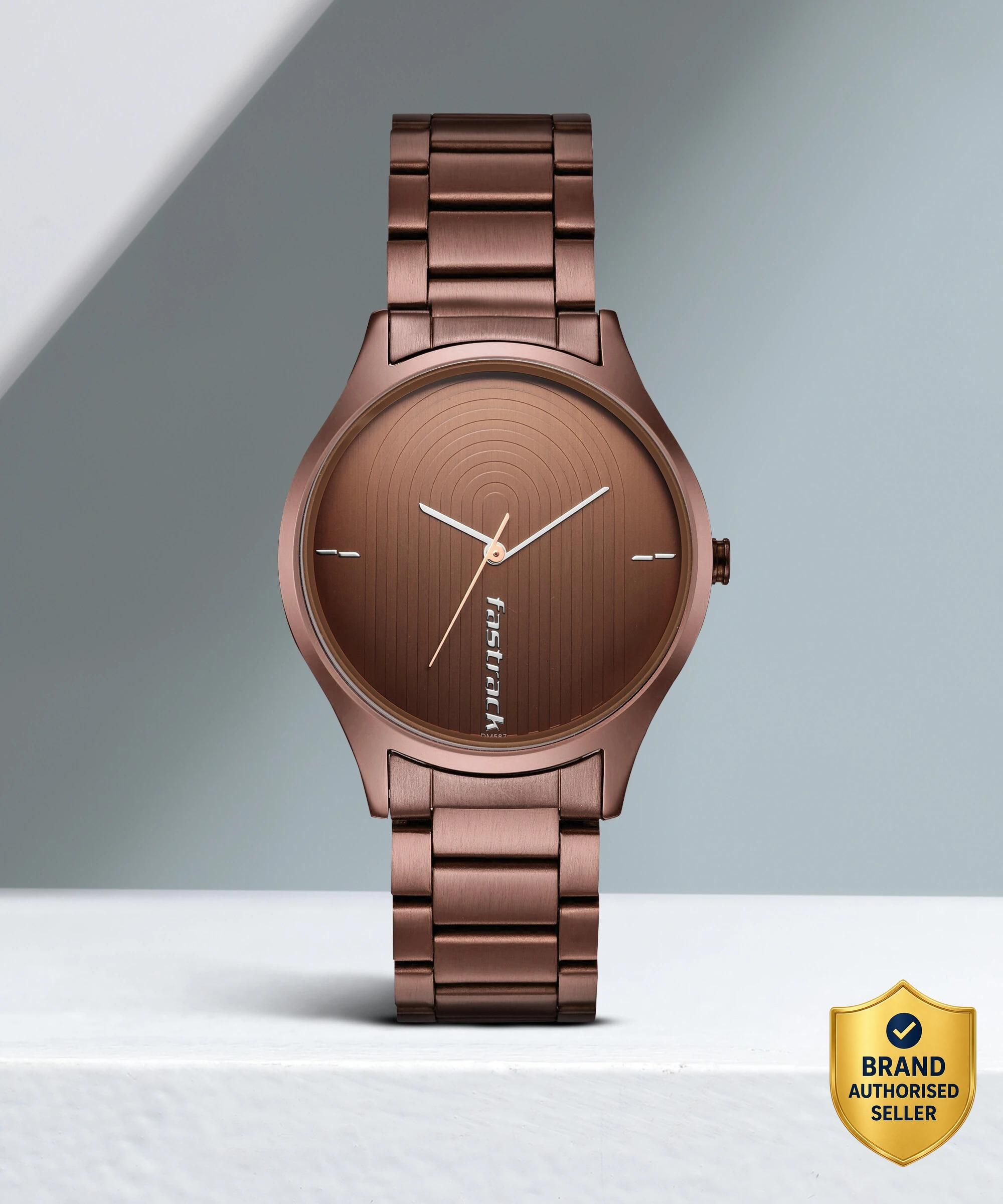Fastrack Style Up Brown Dial & Brown Stainless Steel Strap Analog Watch - For Men NT3184QM02-picture-17