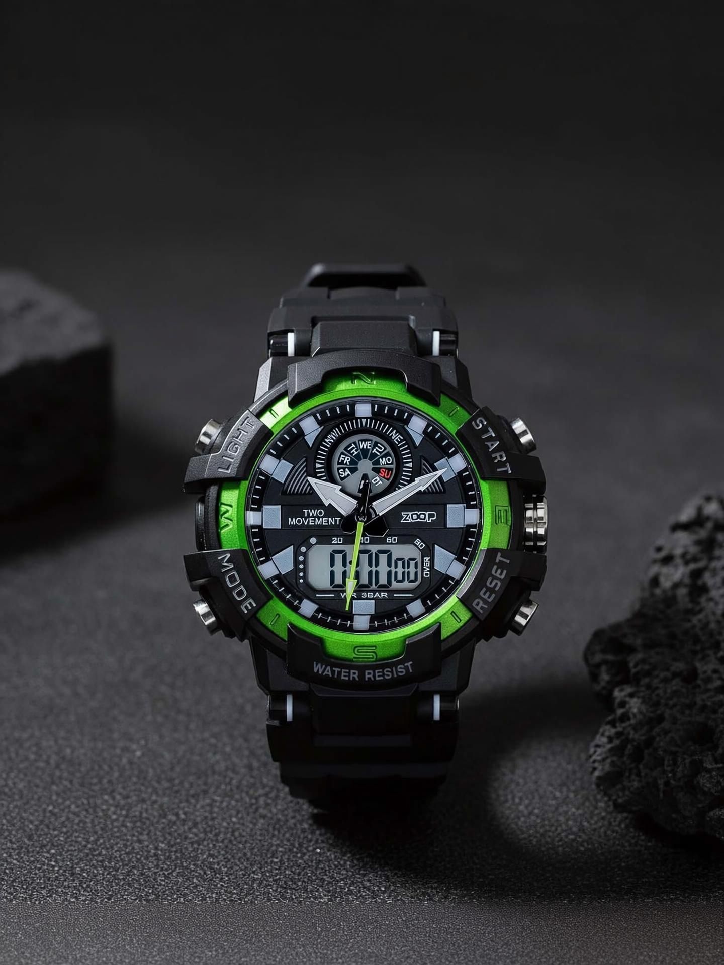 Zoop Bolt Ana Digi Black and Yellow Multi Color Case Black Color Strap Analog-Digital Watch - For Boys 16058PP02W-image-49