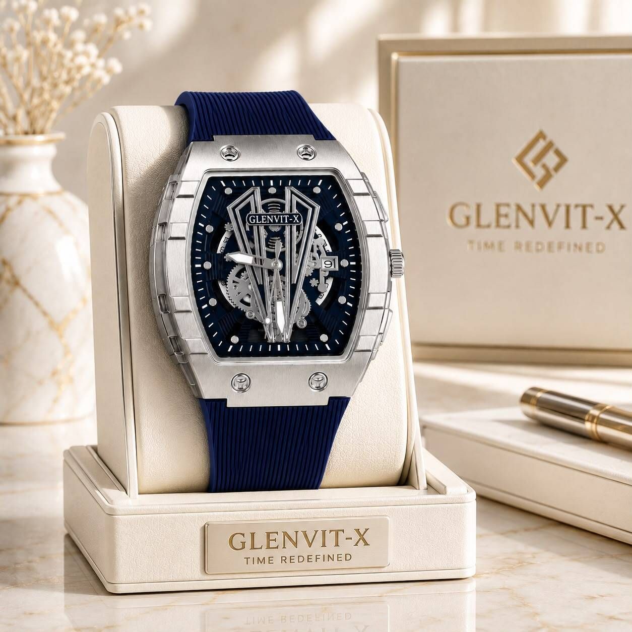 Men's Luxury Designer Blue Dial Silver Tone Case Analog Watch - For Men And Boys 506-image-46