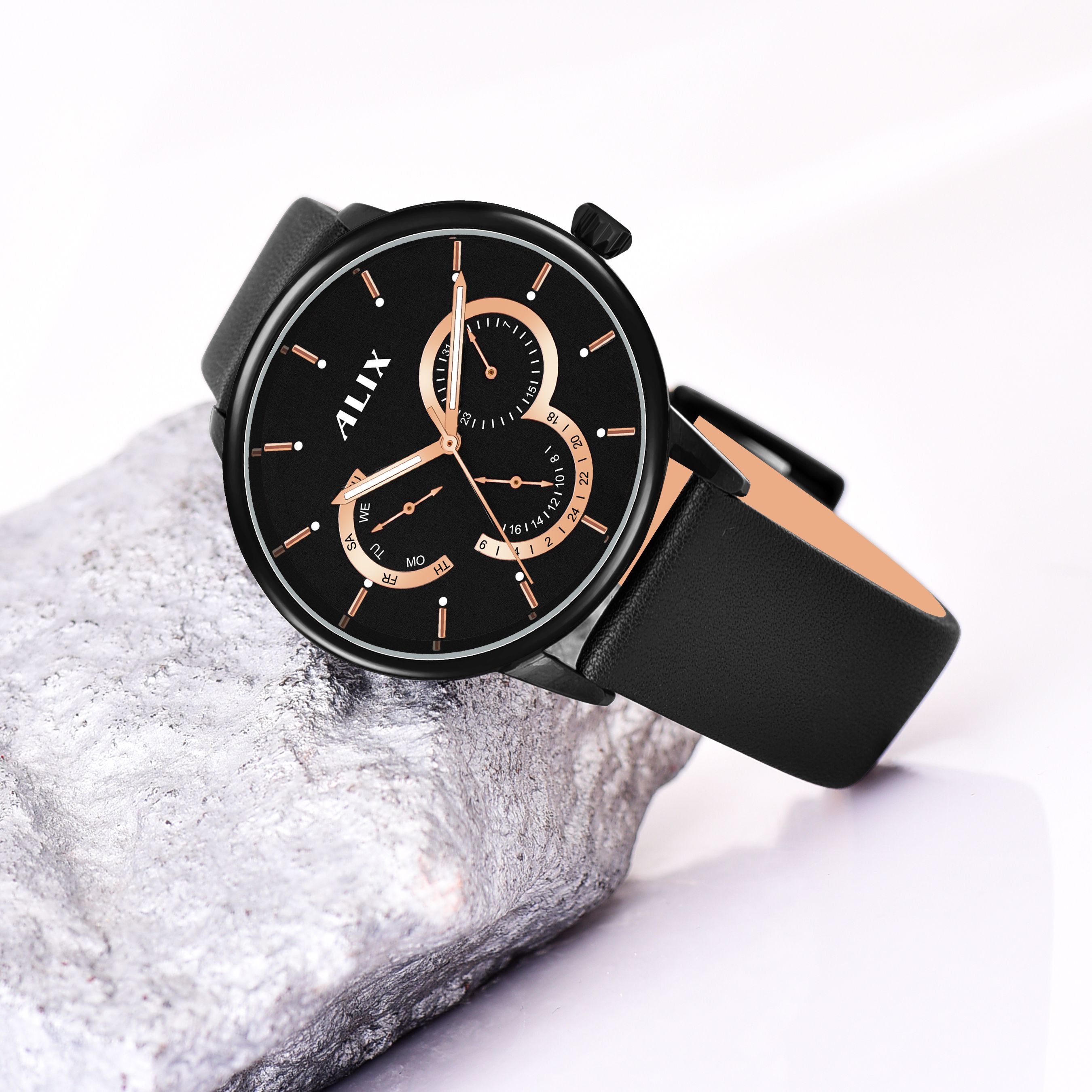 Slim Dial with working chronograph light weight leather strap watch for men Analog Watch - For Men 3011 working chronograph watch for men-image-40
