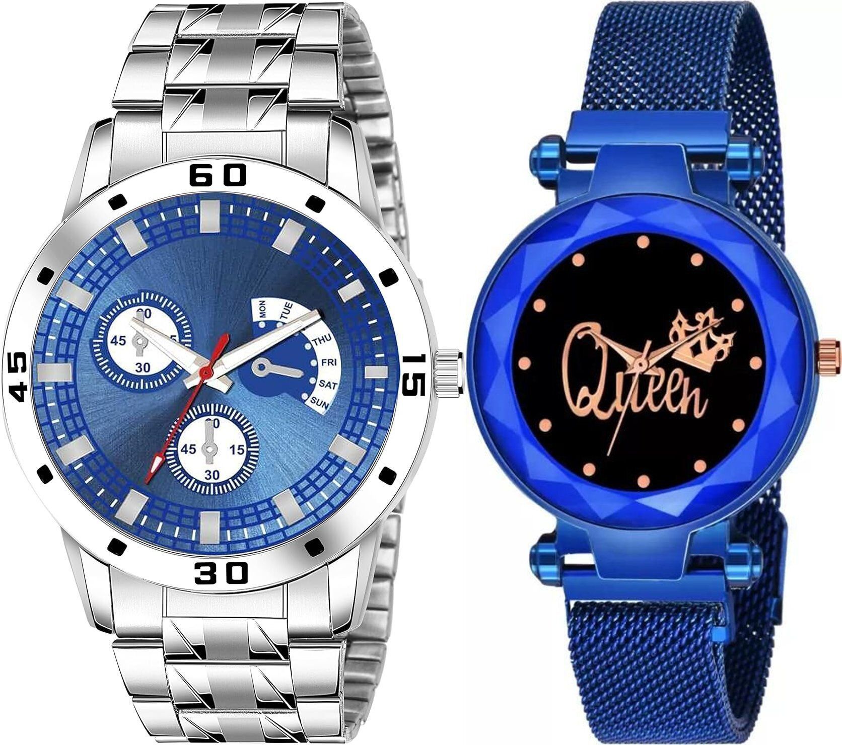 Premium Analog Quartz Wrist Watch Analog Watch - For Men & Women Magnet Blue Queen_New Avo Blue-image-14