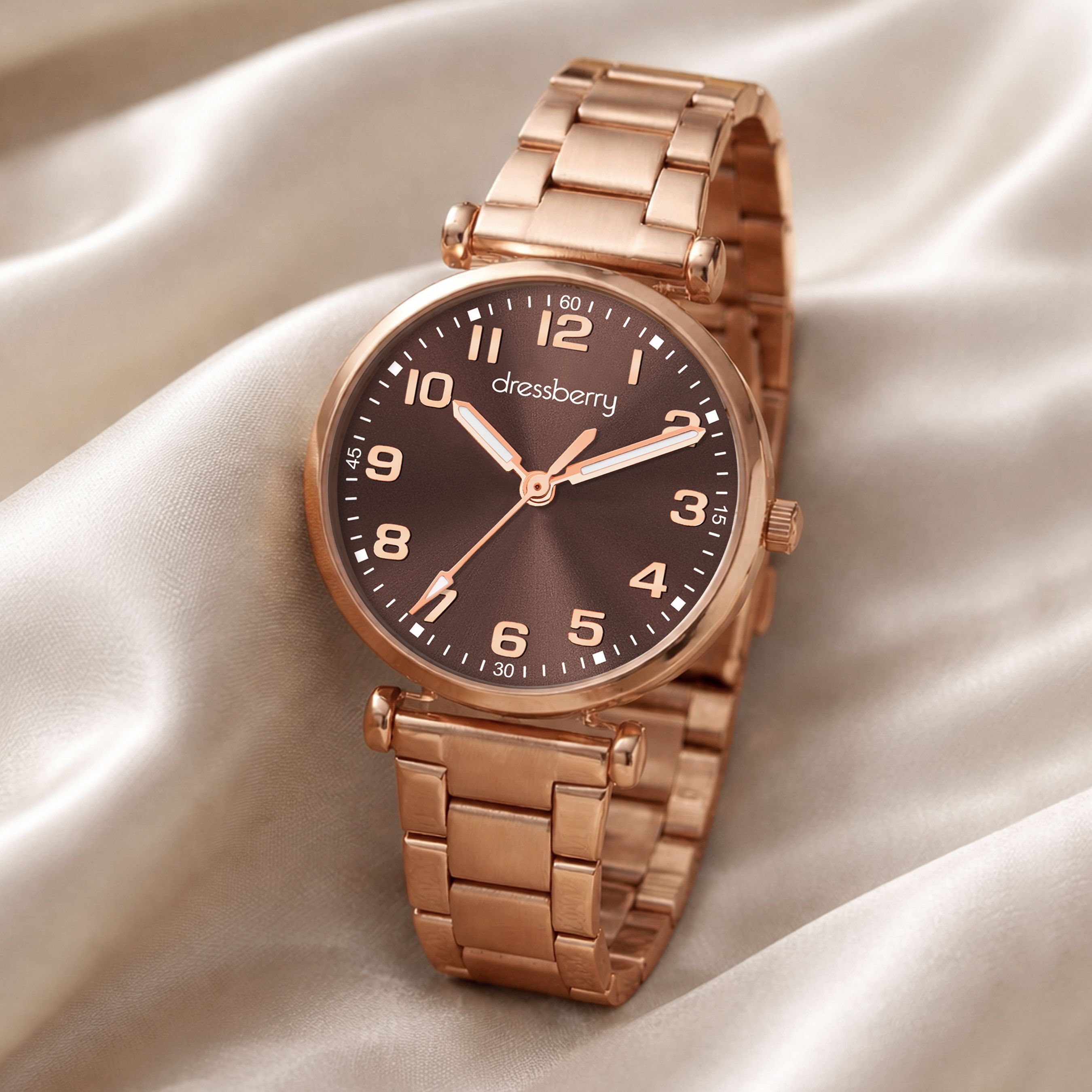 804 New Designer Choco Rose Dial with Linked Chain Watch Analog Watch - For Women 804 Chocolaty Browne Dial Rose Gold for Women-image-36