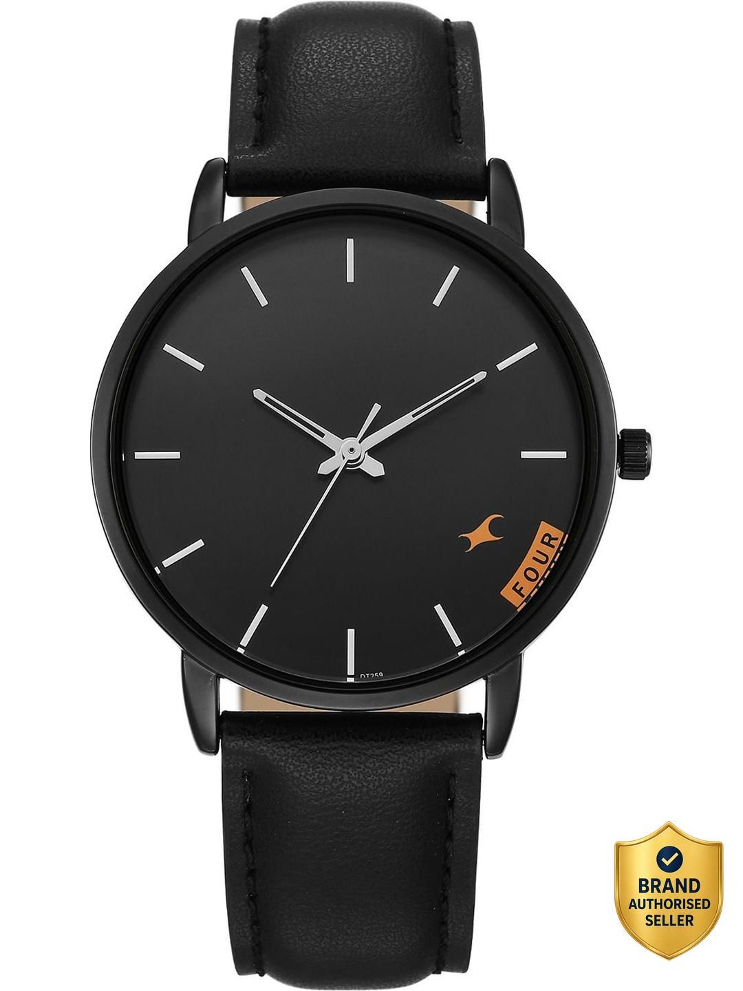 Fastrack Stunners X Quartz Black Dial Black Leather Strap Analog Watch - For Men 38159NL03-image-1