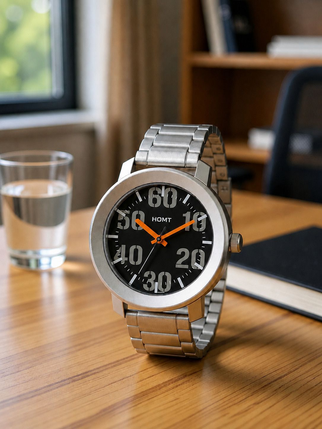 Black round Wristwatch 40mm Stainless Steel Chain Analog Watch - For Men Round Black Dial Silver Chain Water resistant-image-28