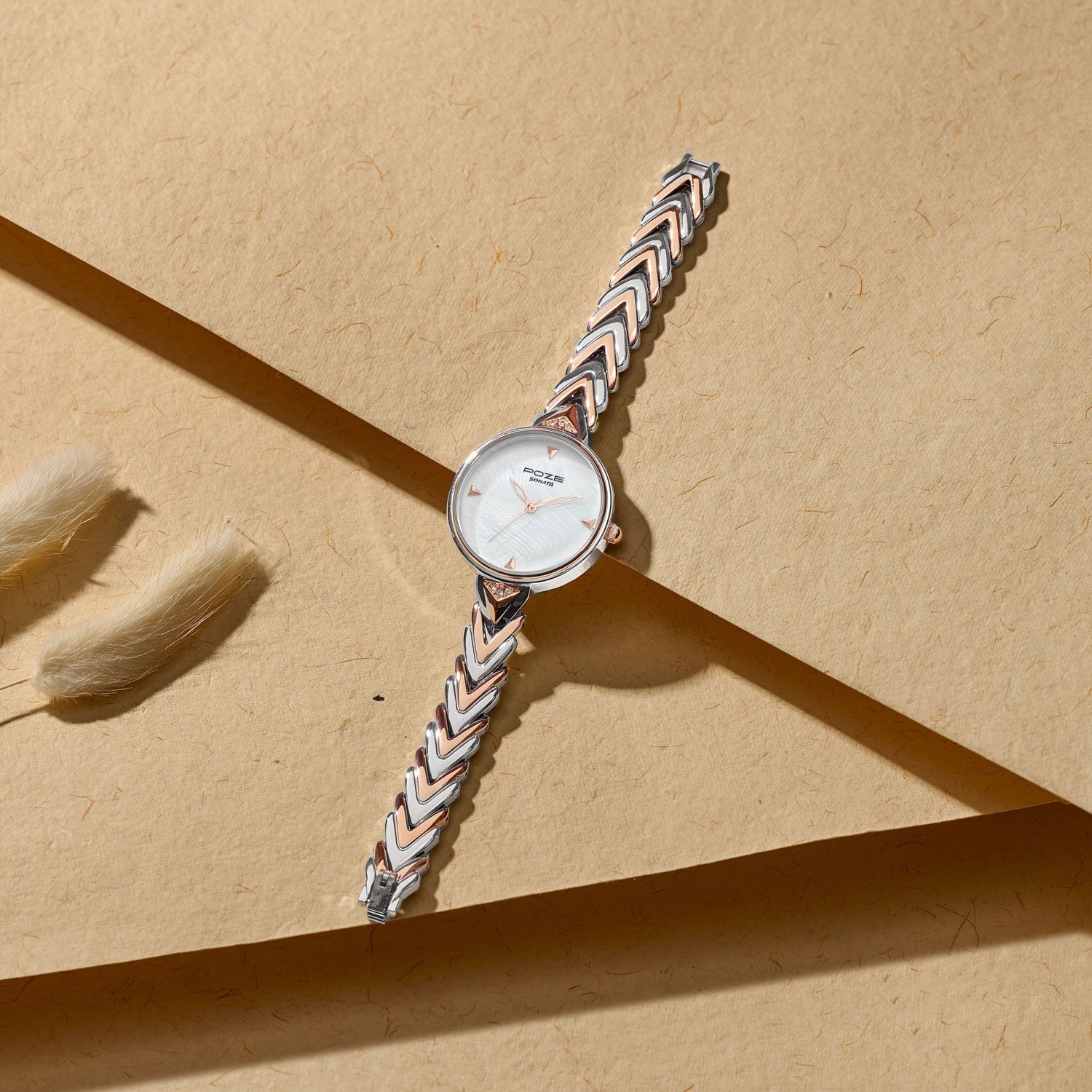 Sonata Poze 7 White MOP Dial Rose Gold Alloy strap Strap Analog Watch - For Women SP80149KM01W-image-18