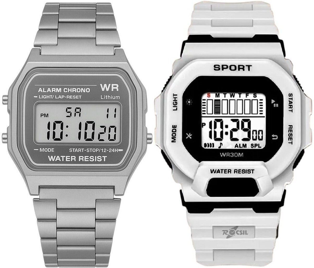 New Trandy Analog Quartz Watch Digital Watch - For Men & Women G- N-kasio WCHes silver_PET - SQU Sport white-image-17