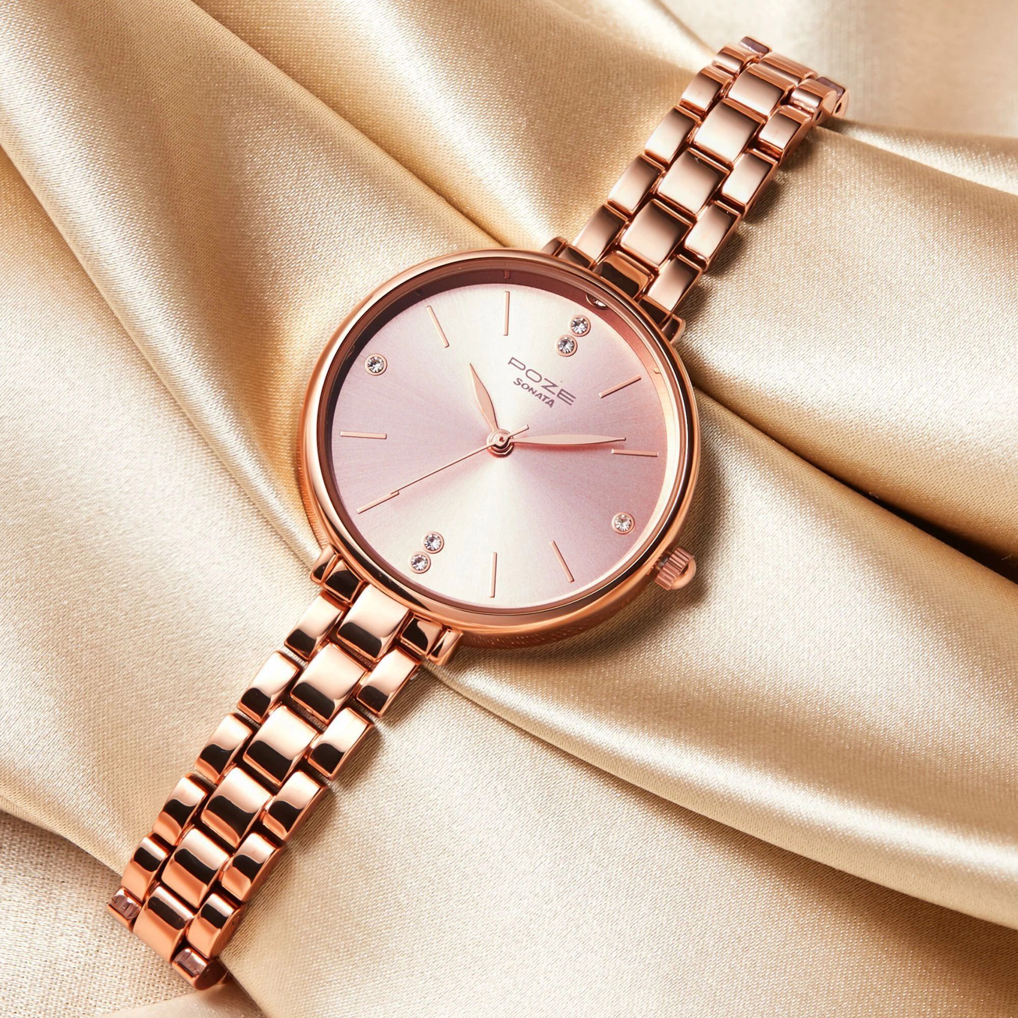 sonata Poze Pink Dial Rose Gold Strap Analog Watch - For Women SP80018WM01W|SP80018WM01W|SP80018WM01-picture-48