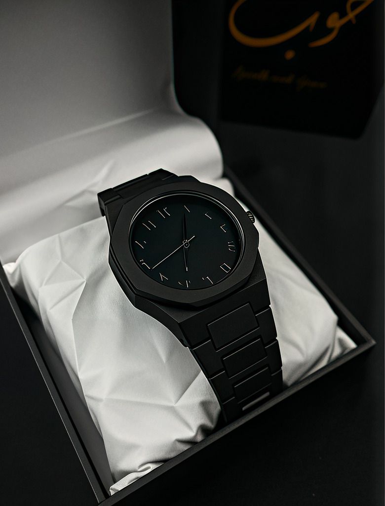 Black Minimalist Watch with Arabic Numerals Modern Wrist Watch Analog Watch - For Men Arabic Aura-image-5