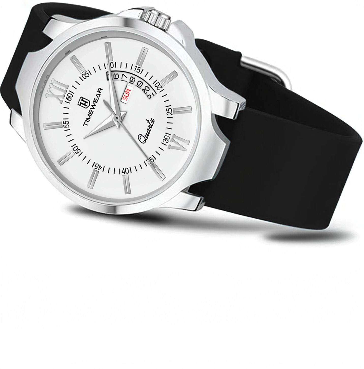 TIMEWEAR New Track Day Date Functioning, Black Silicone Strap Analog Watch - For Men 328WDTG-image-44