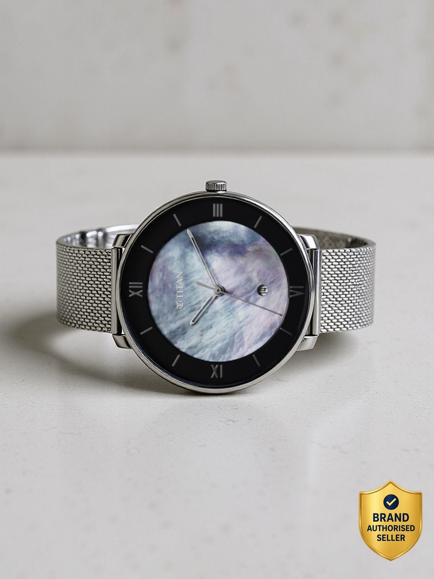 Titan Workwear With Date White MOP Dial Silver Stainless Steel Strap Analog Watch - For Women NT2651SM07,2651SM07-picture-34