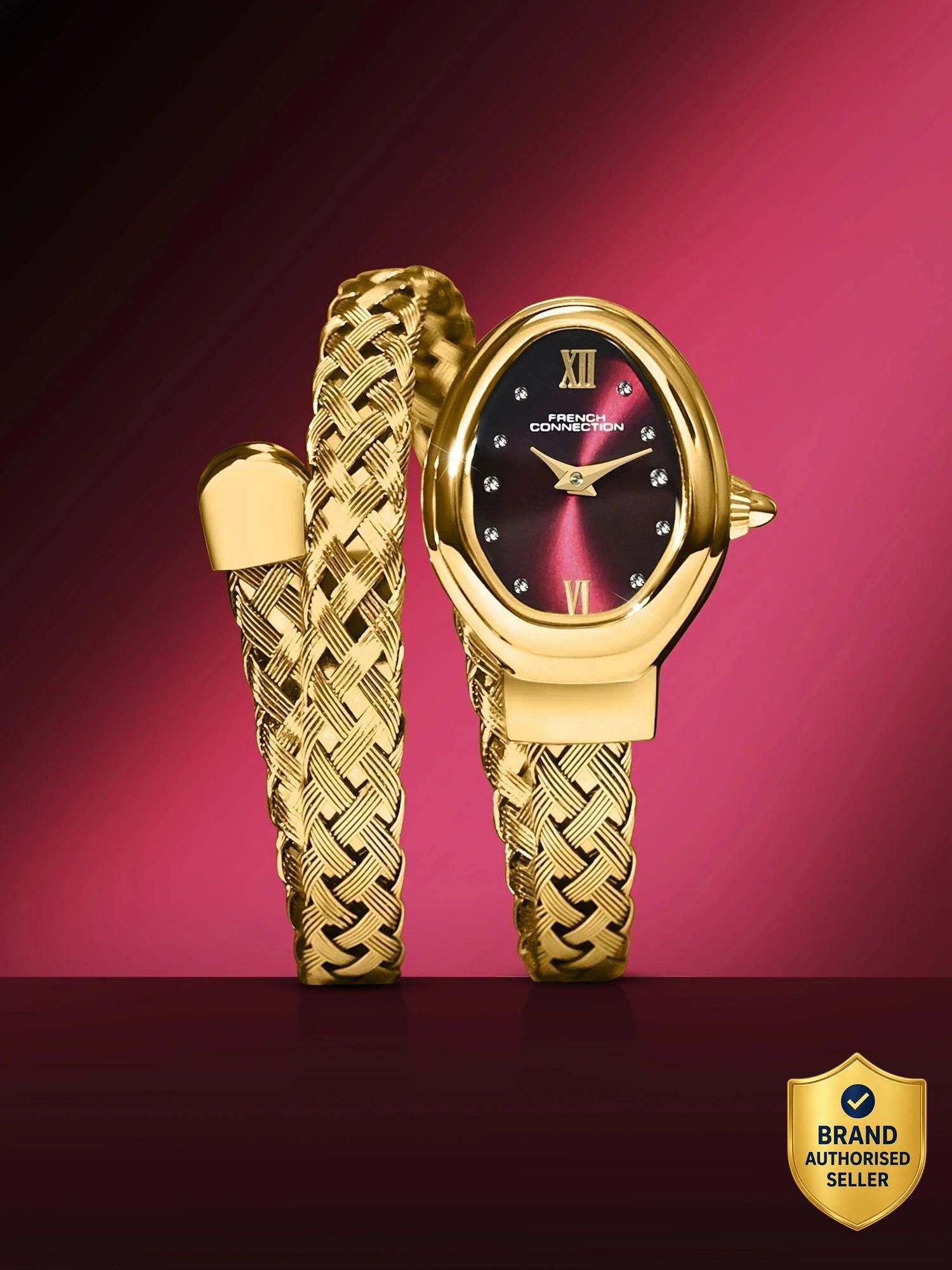 french connection La Tresse Sunray Maroon dial with Stainless steel strap watch for Womens Analog Watch - For Women FCN0152GM-picture-15