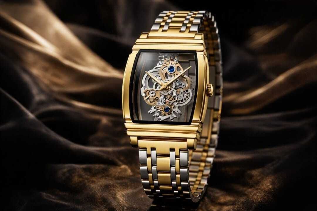Gold-Accented Automatic Skeleton Analog Watch - For Men Luxury Timepiece-image-37