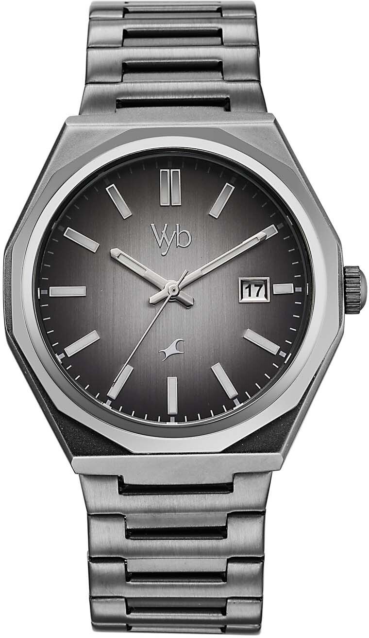 fastrack Vyb Orion Date Display Quartz Grey Dial Gun Stainless Steel Strap Analog Watch - For Men FV30051QM02W-picture-11