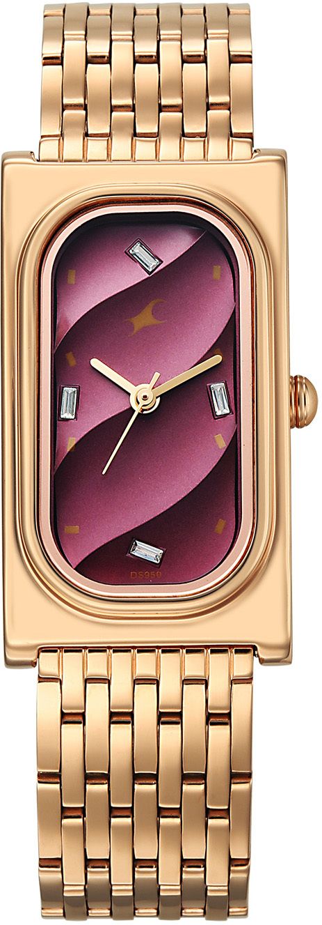 gelato plum 3 hand dial rosegold stainless steel strap watch analog watch - for women 6328wm01