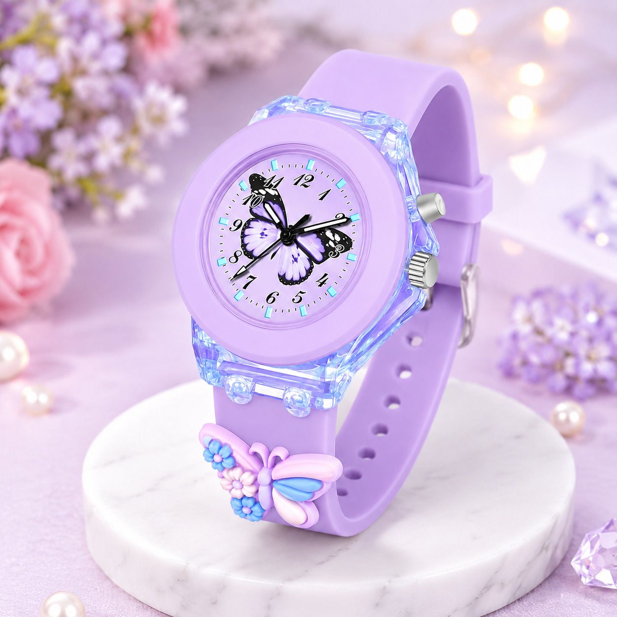 kids magic light series analog watch - for girls btfy-pur-06
