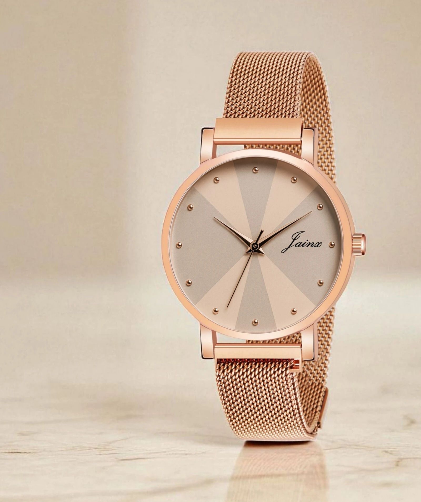 Rose Gold Mesh Magnet Chain Analog Watch - For Women JW8631-image-27