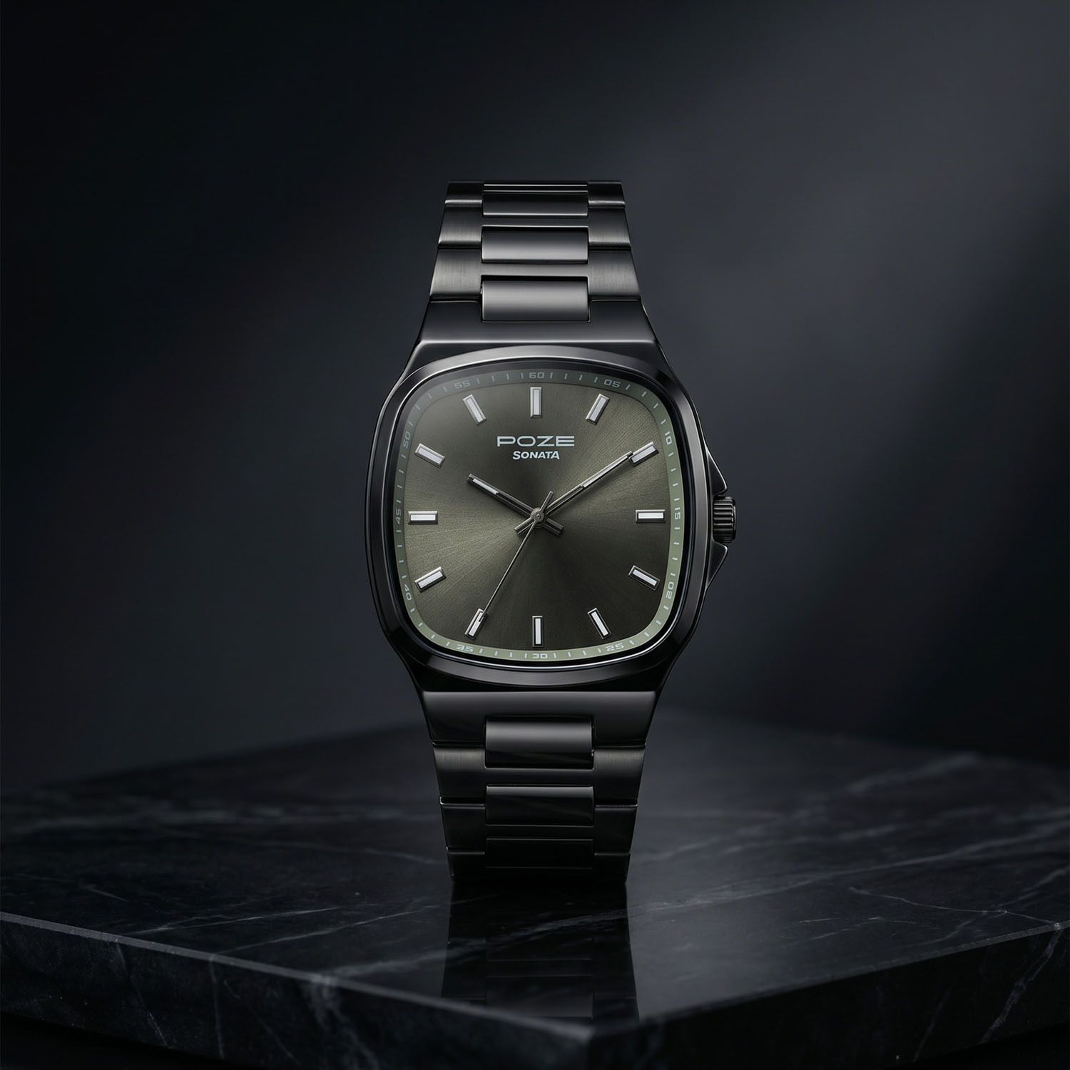 Poze 9 Quartz Olive Dial IP Gun Sheet Metal Strap Analog Watch - For Men SP70112QM01W-image-40