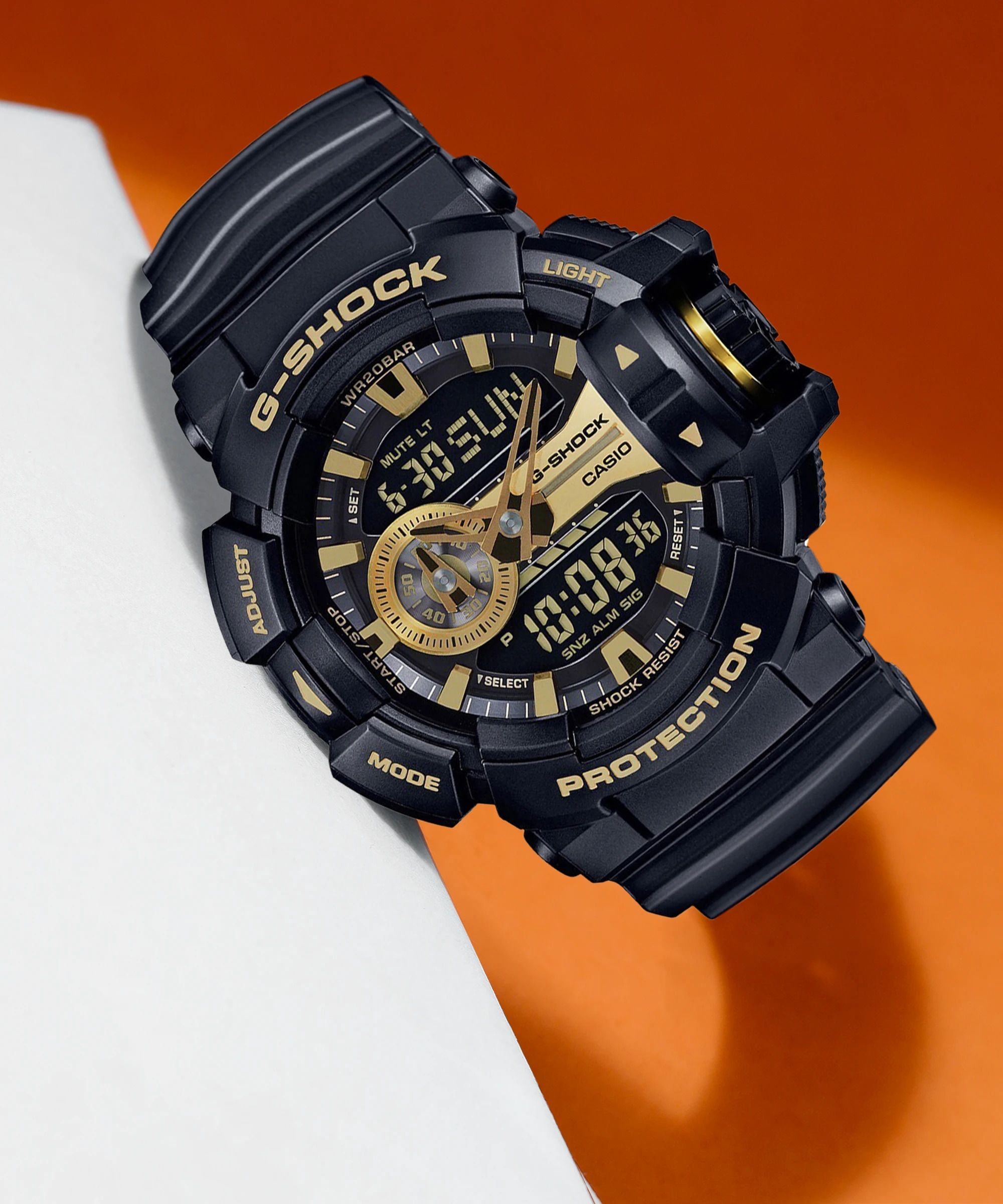 g-shock ga-400gb-1a9dr black-gold dial resin strap analog-digital watch - for men g651