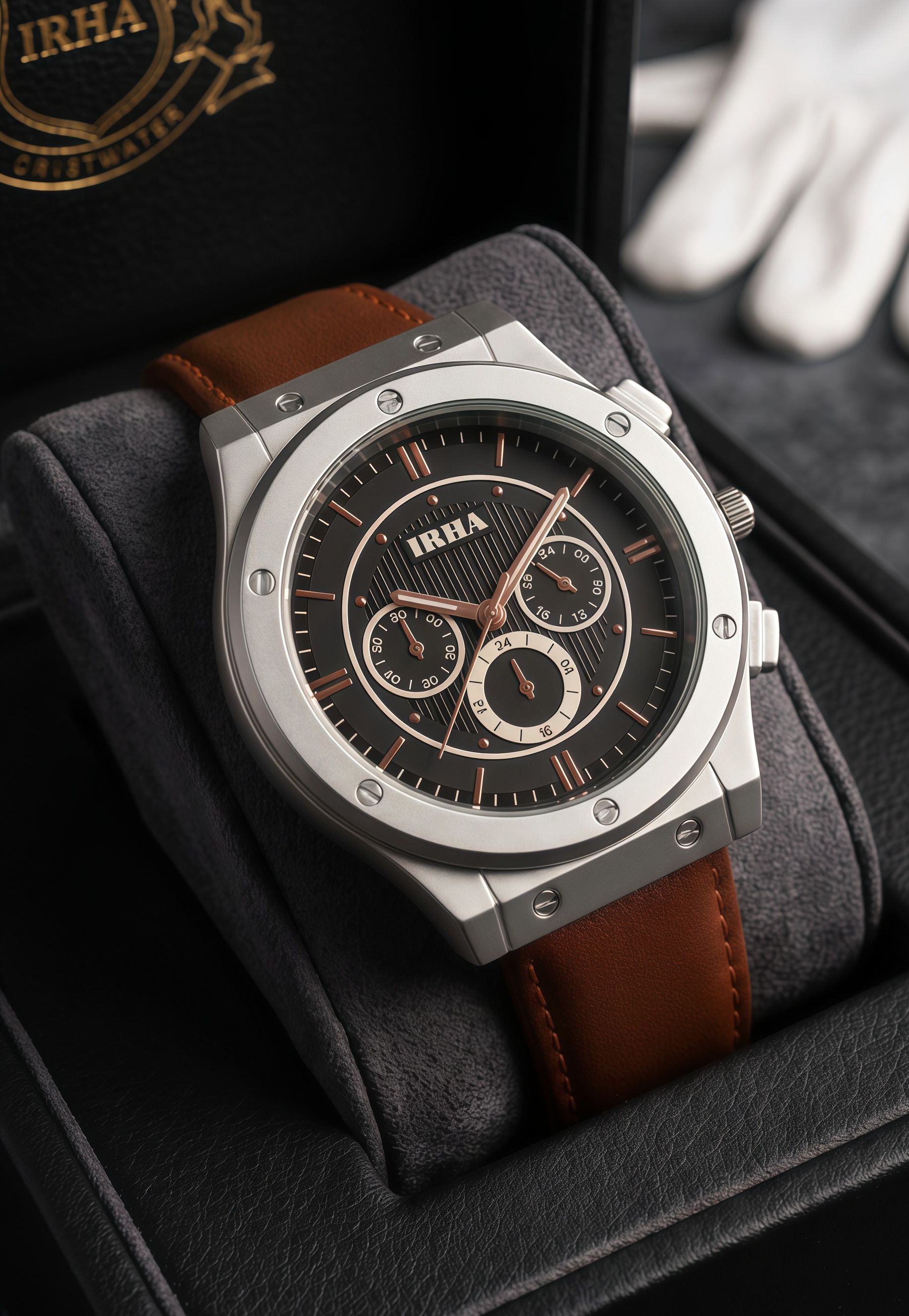 irha Analog Watch - For Men 50_Leather_E_BROWN-picture-4
