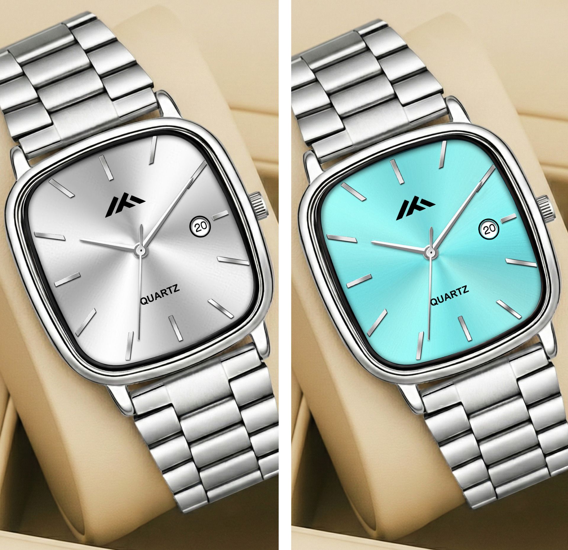 KK Quadra Luxe Series Analog Watch - For Men Combo Pack Of 2 Silver & Sky Blue Dial Stainless Steel Analog Watch-image-24