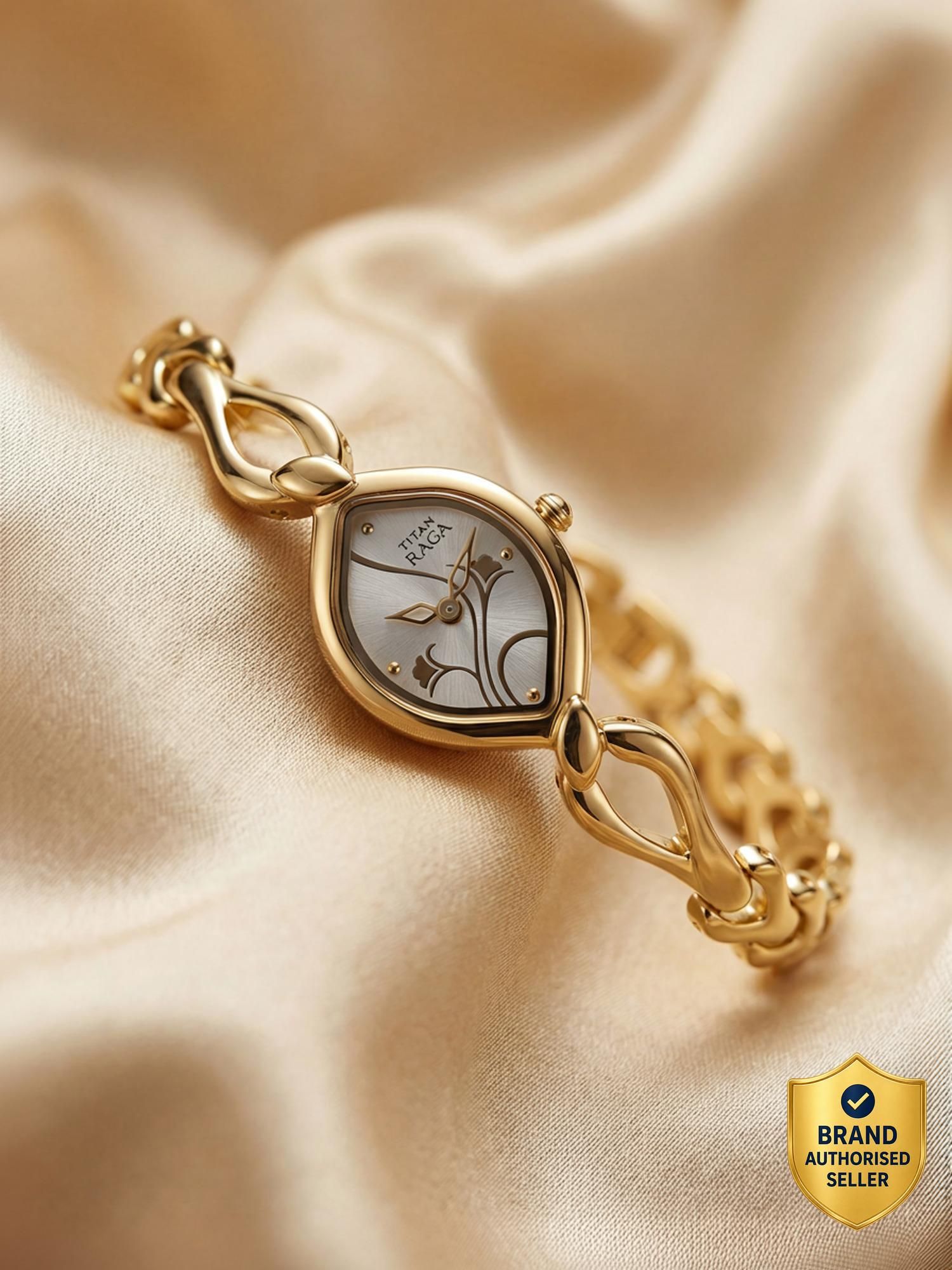 Titan Raga Flora Silver Dial Gold Metal Strap Analog Watch - For Women NT2455YM01,NU2455YM01-picture-28