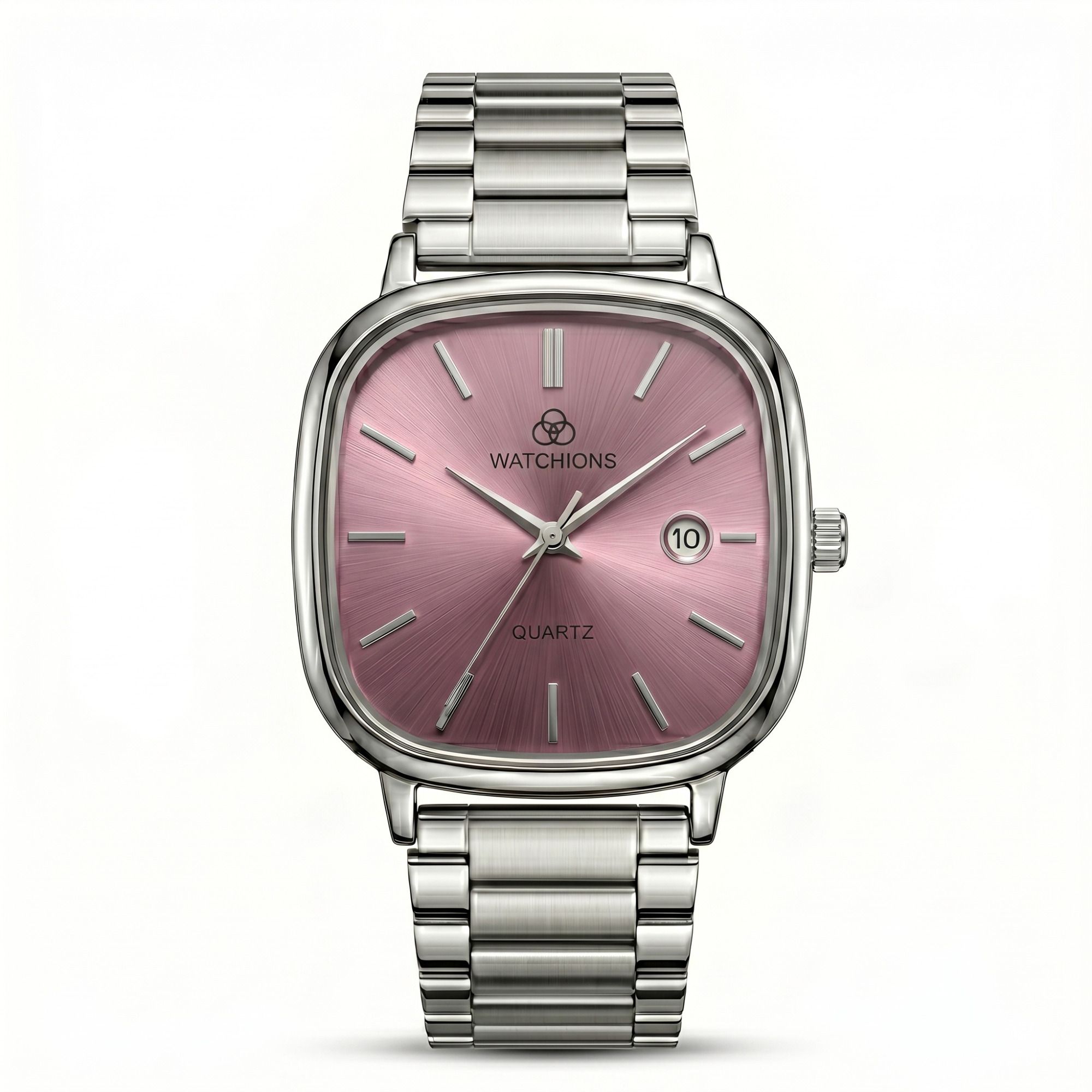 stylish cushion silver bracelet chain analog watch - for men premium silver stainless steel quartz analog watch
