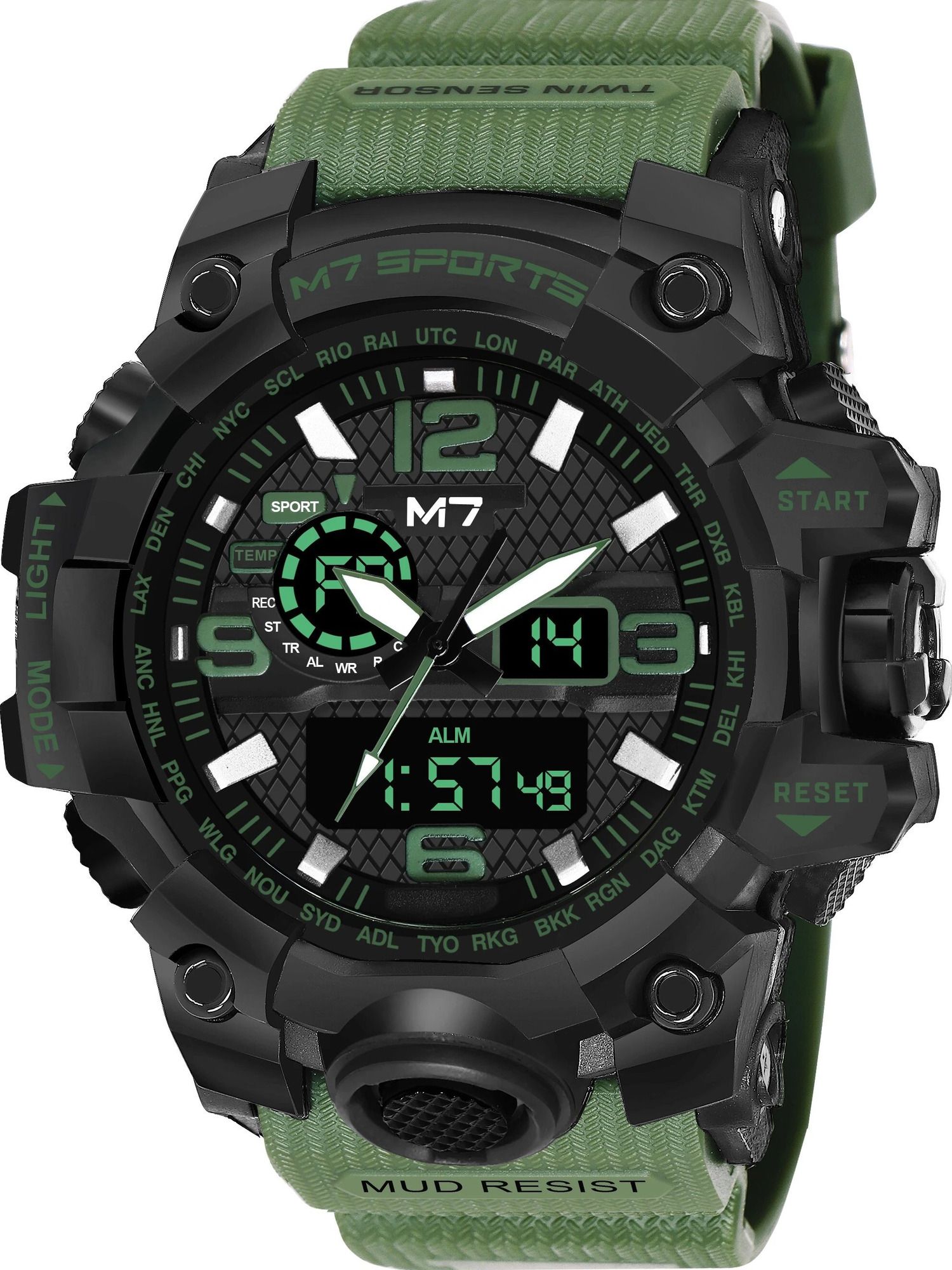 m7 by metronaut Powered by Flipkart Special Summer Collection Analog-Digital Watch - For Men M7-1155-Green Strap Chronograph-picture-12