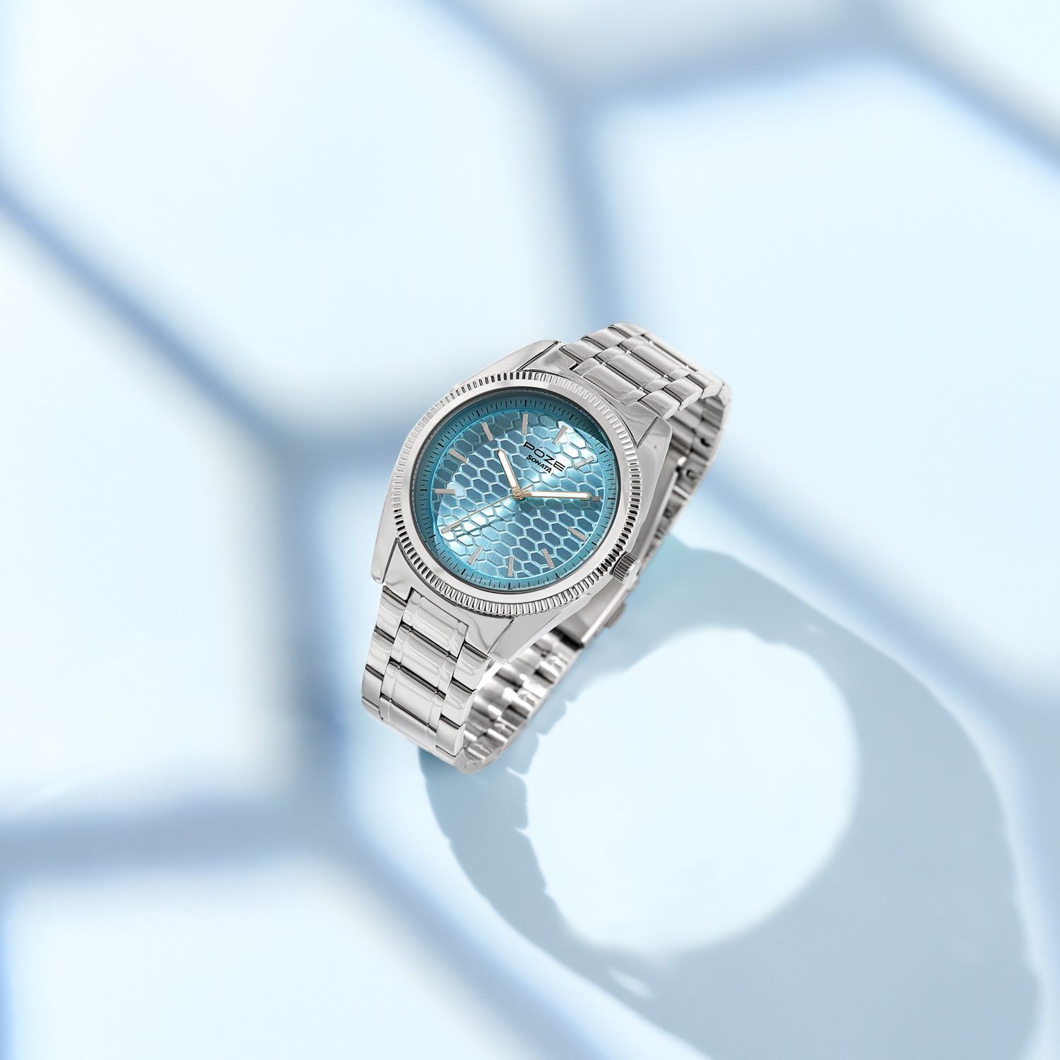 Sonata Poze 7 Blue Dial Silver Sheet Metal Strap Analog Watch - For Men SP70093SM01W-picture-35
