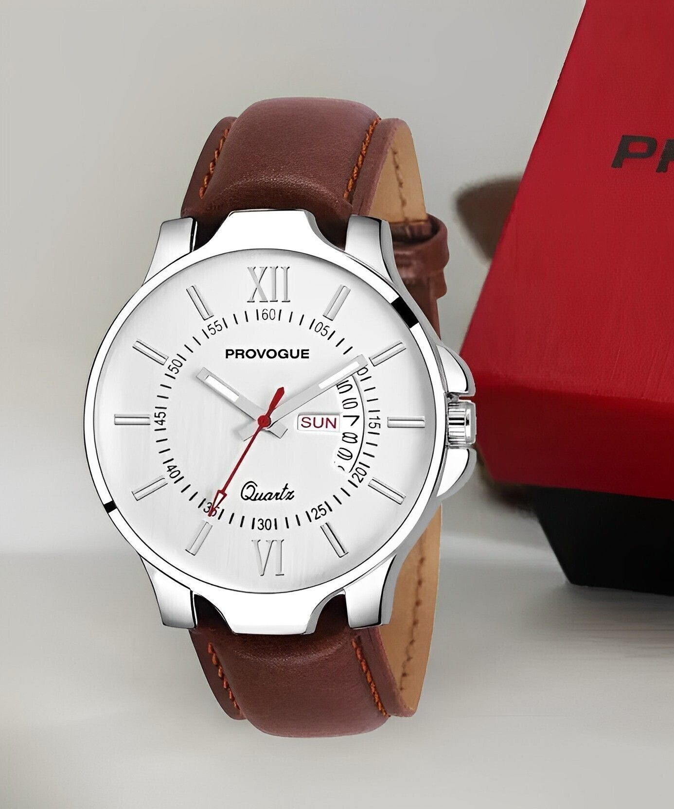 provogue Trending Premium Quality Day & Date Functioning for Boys Analog Watch- For Men SK-PG-4078-WYT-BRWN Basic with Day and Date Display-picture-21