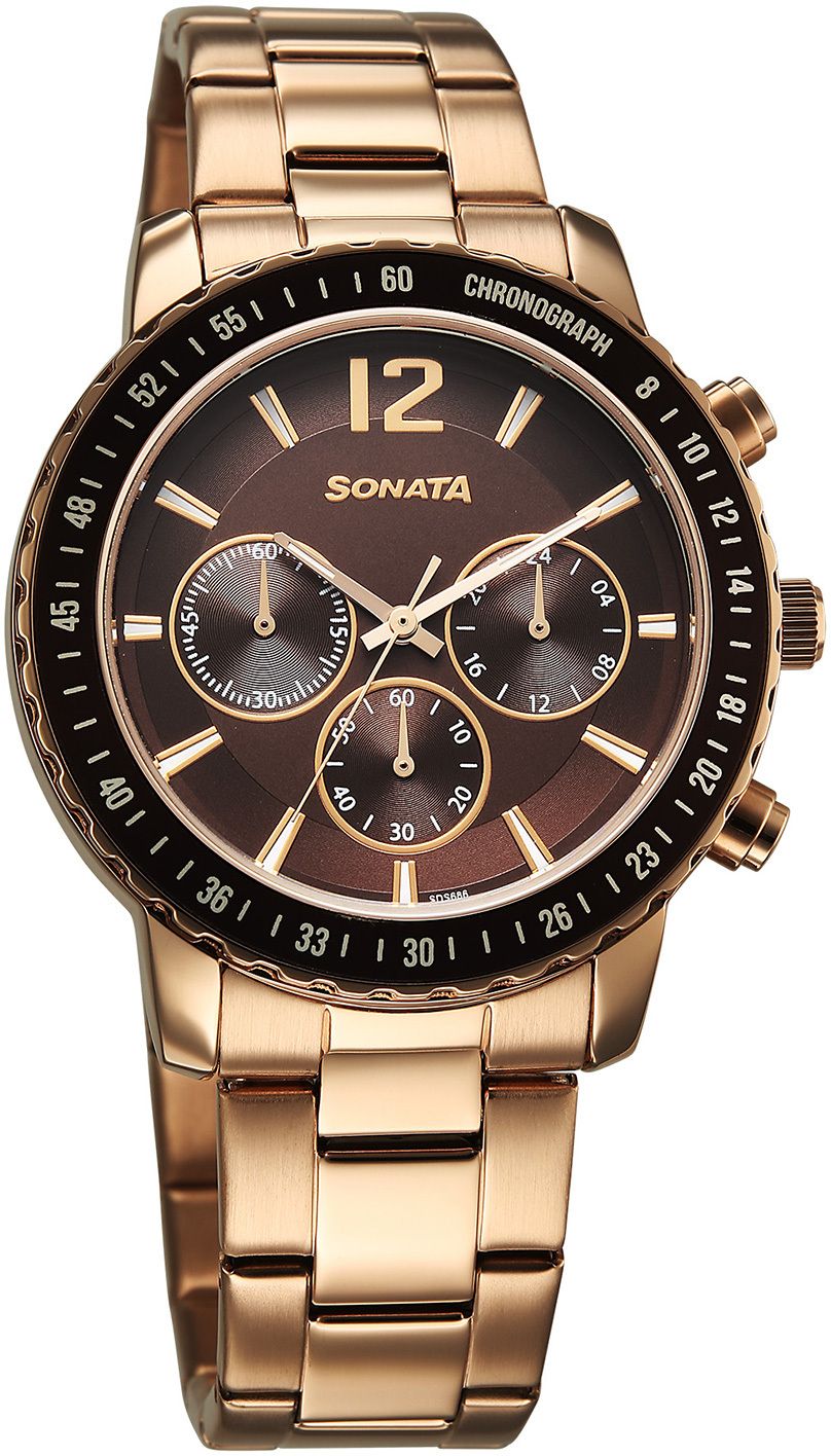 Sonata Chronos Quartz Brown Round Dial Men's Watch / Analog Watch - For Men 77188KM02-image-30