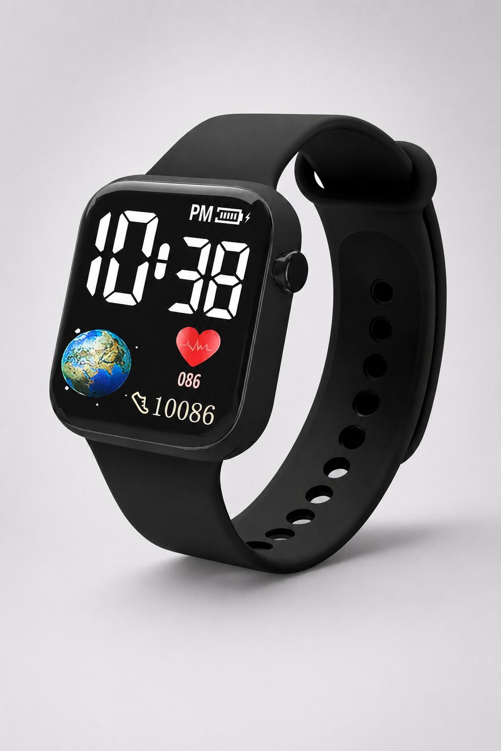 Kids LED Earth Display Watch Digital Watch - For Boys & Girls Earth display LED Kids watch - Black-image-22